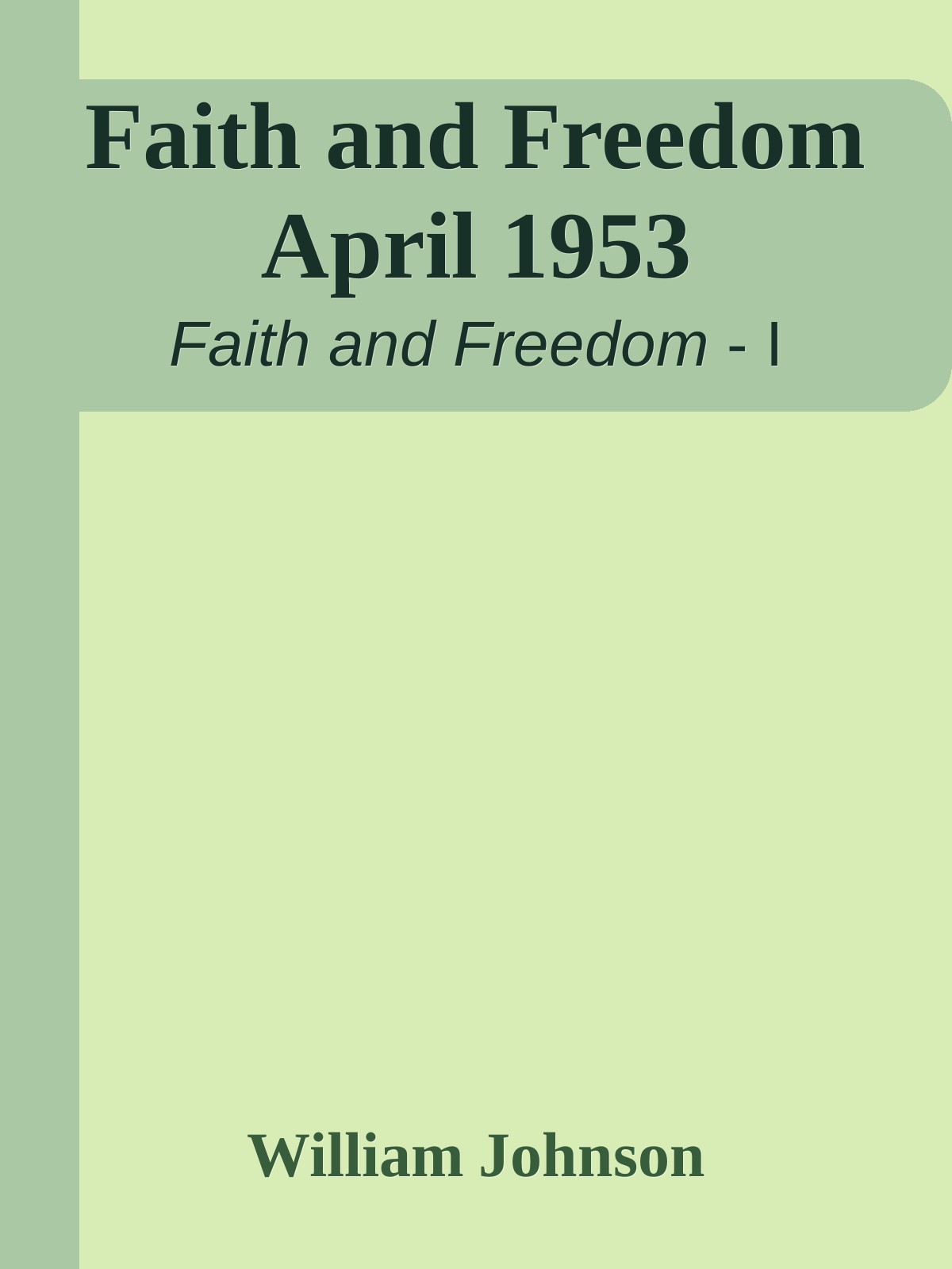 Faith and Freedom April 1953
