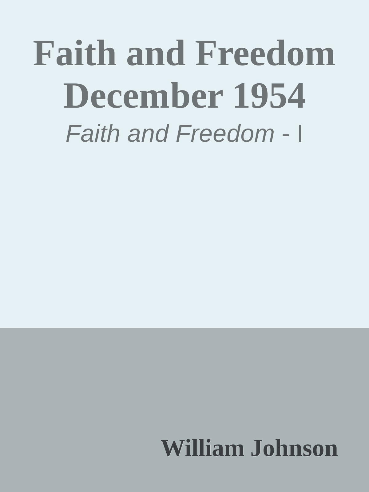 Faith and Freedom December 1954