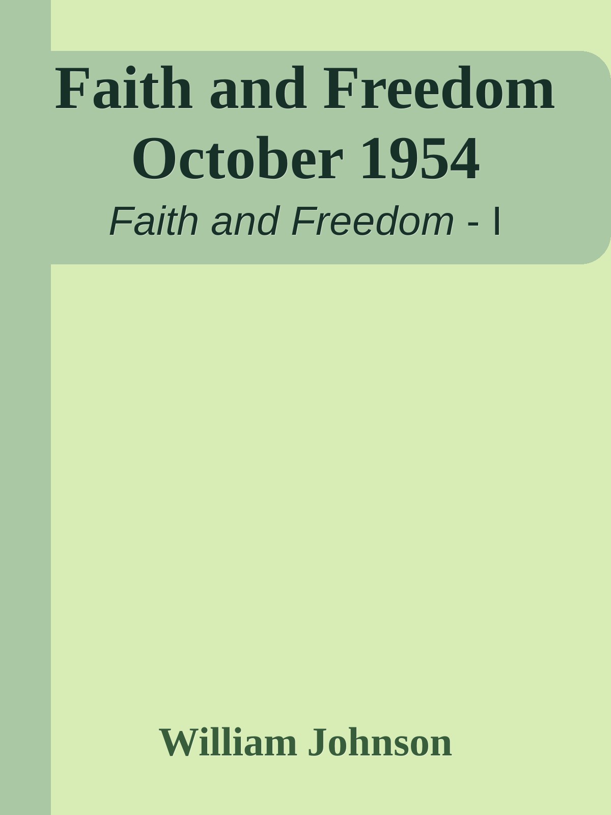 Faith and Freedom October 1954