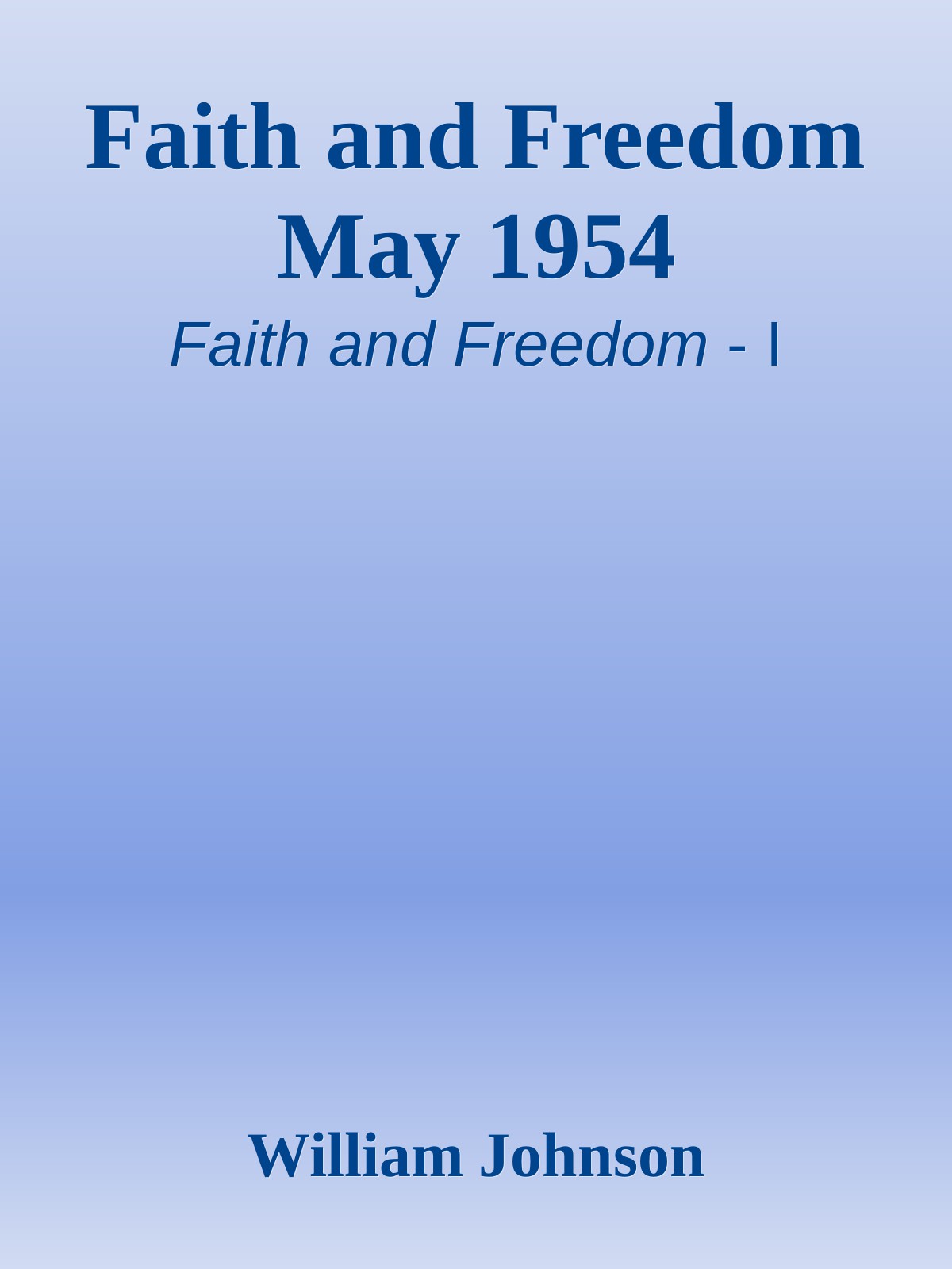 Faith and Freedom May 1954
