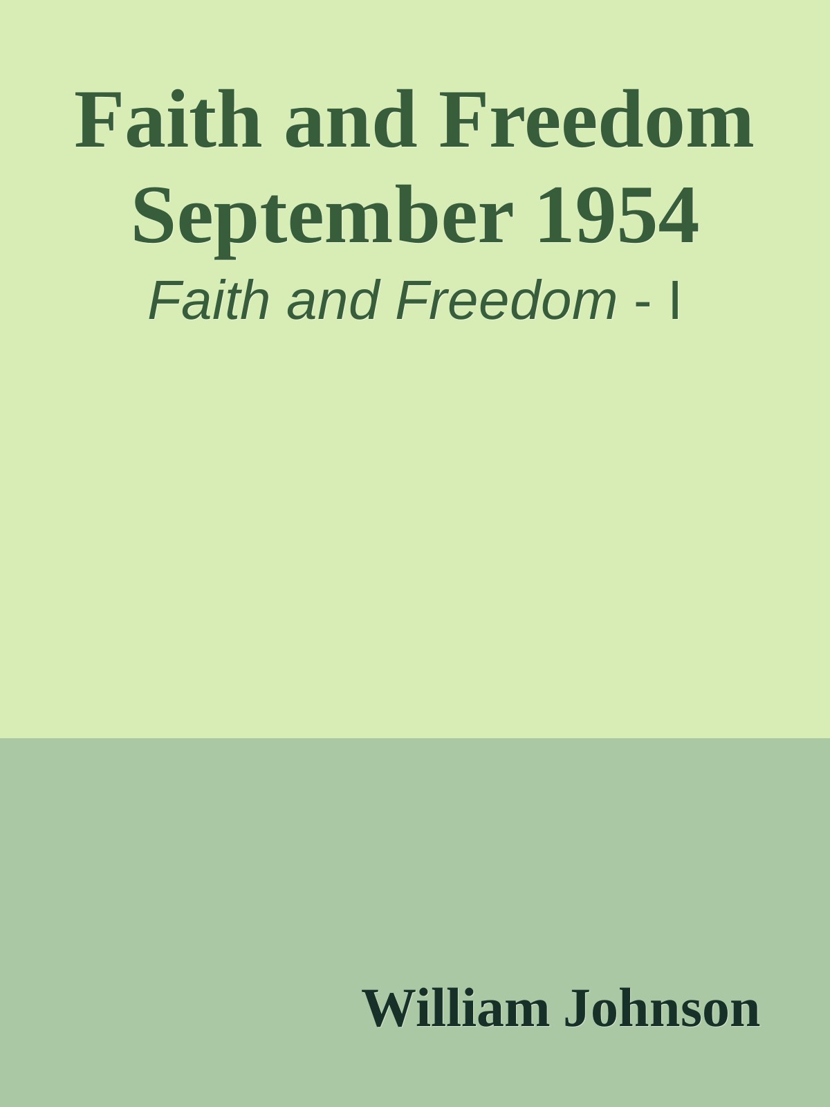 Faith and Freedom September 1954