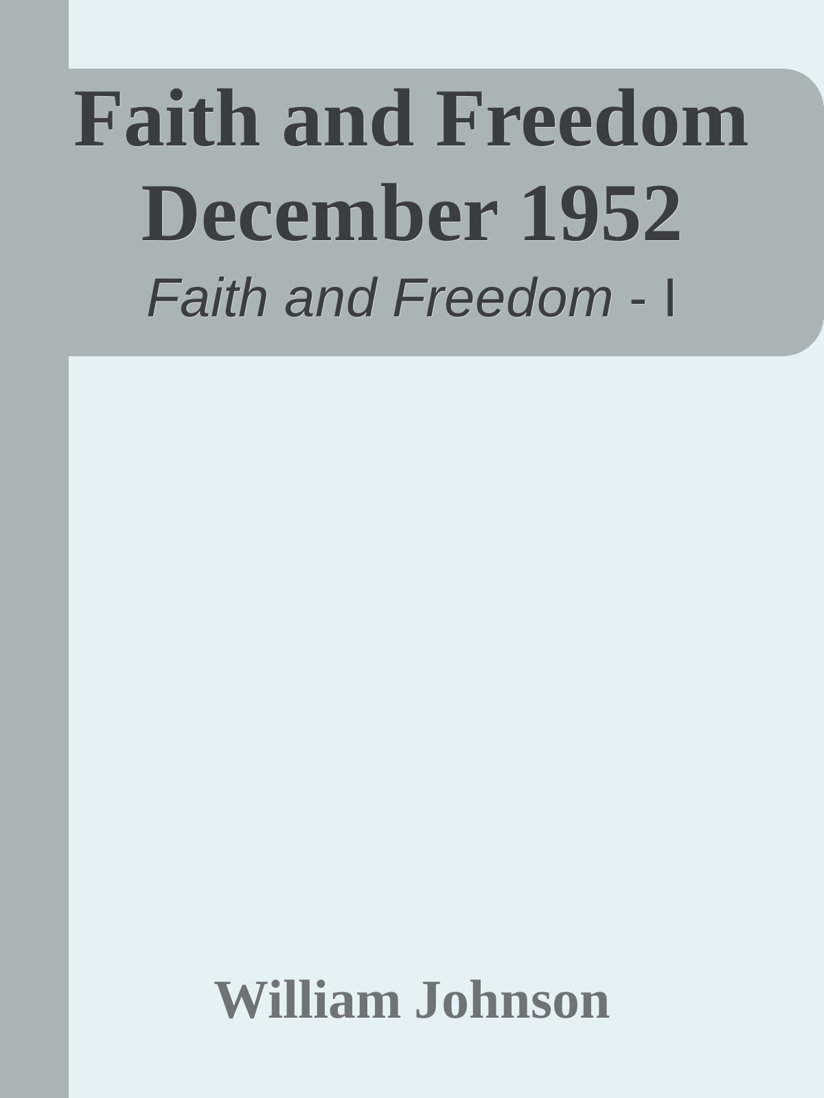 Faith and Freedom December 1952