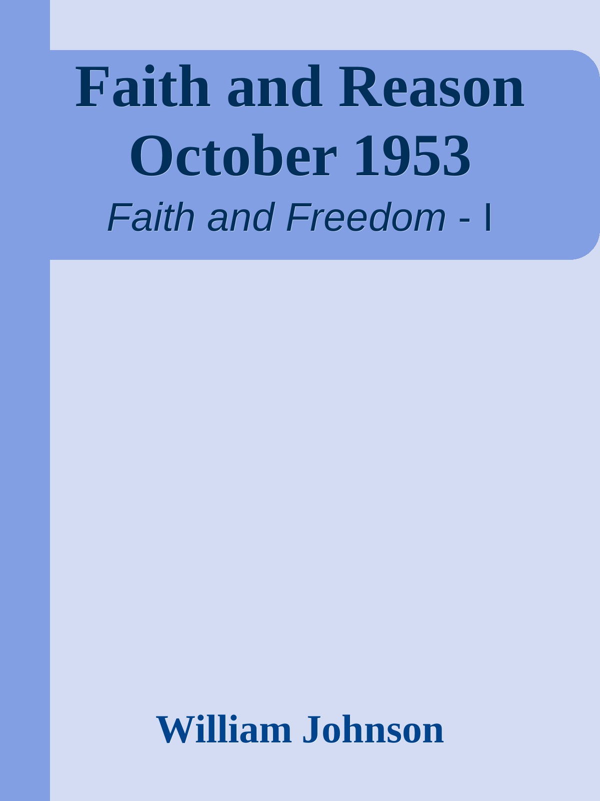 Faith and Reason October 1953