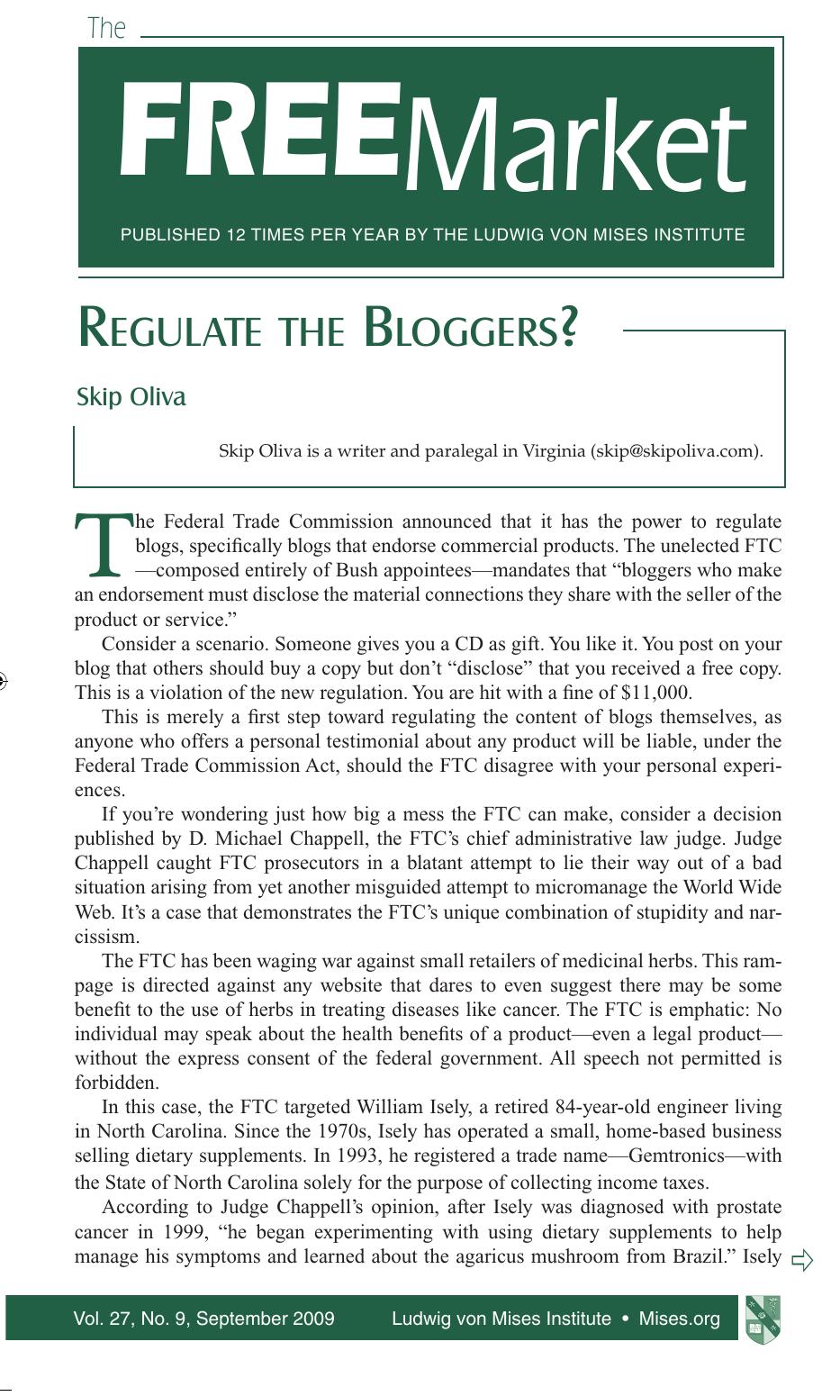 The Free Market, September 2009