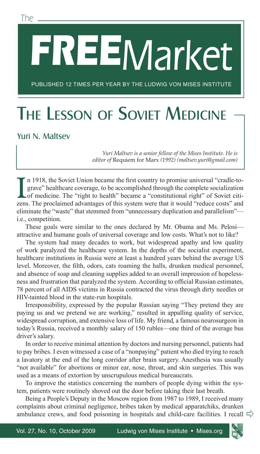 The Free Market, October 2009