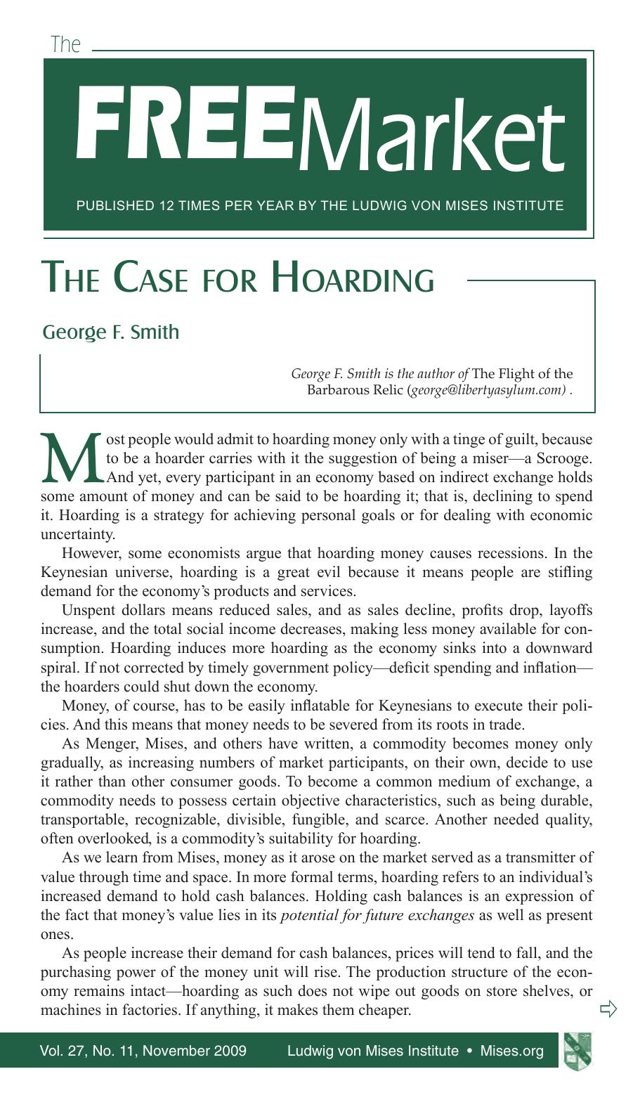 November 2009, The Free Market