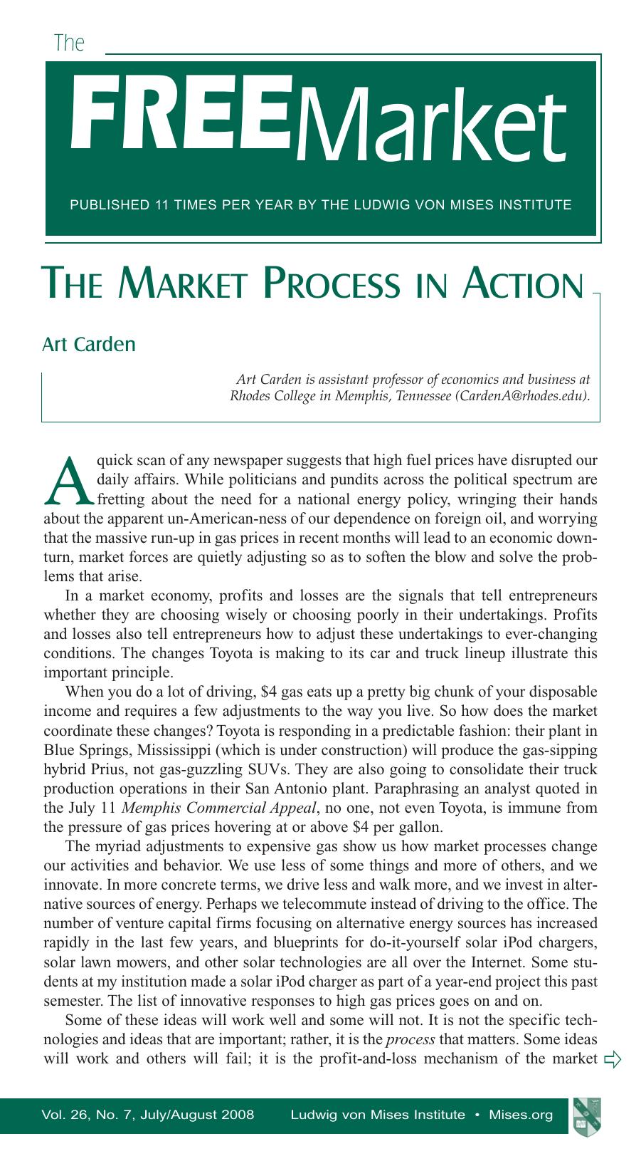 The Free Market - July/August 2008