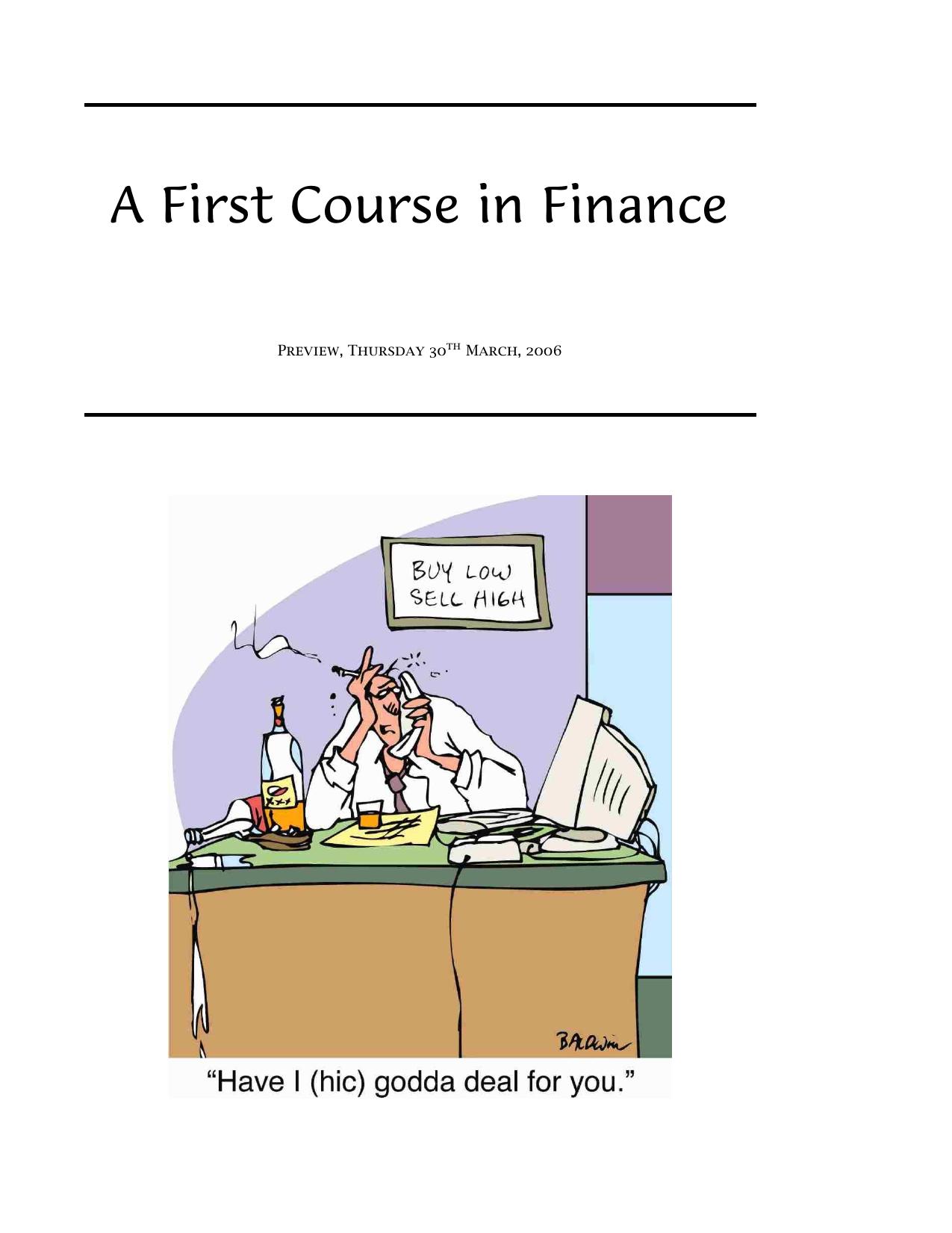 A First Course In Finance