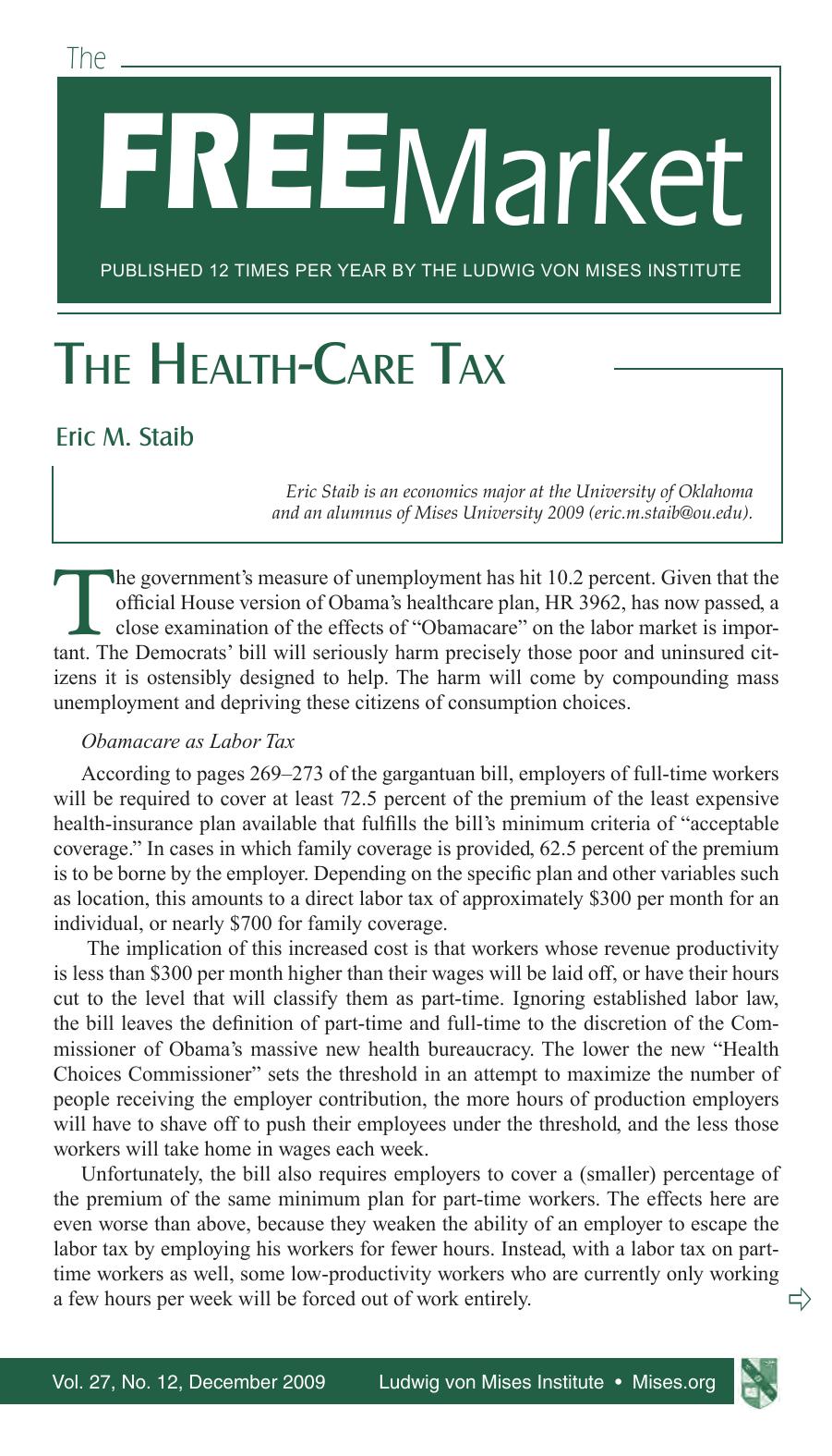 The Free Market, December 2009
