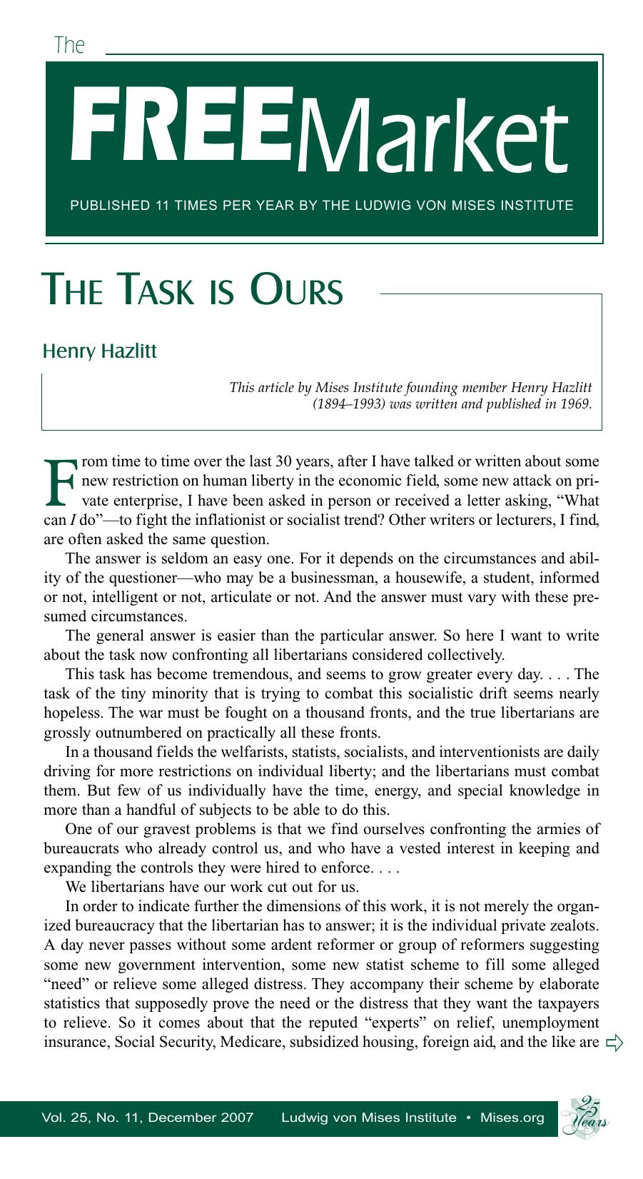 The Free Market, December 2007