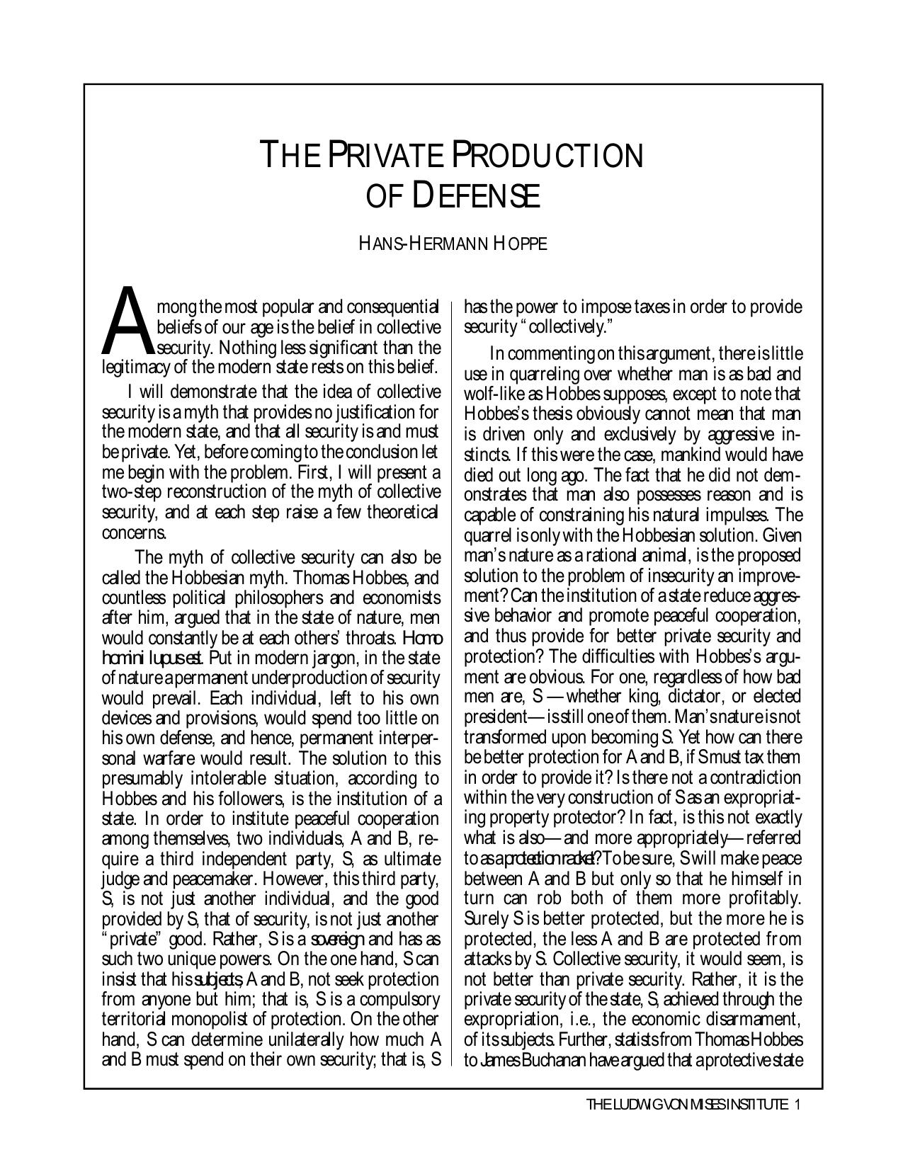 The Private Production of Defense