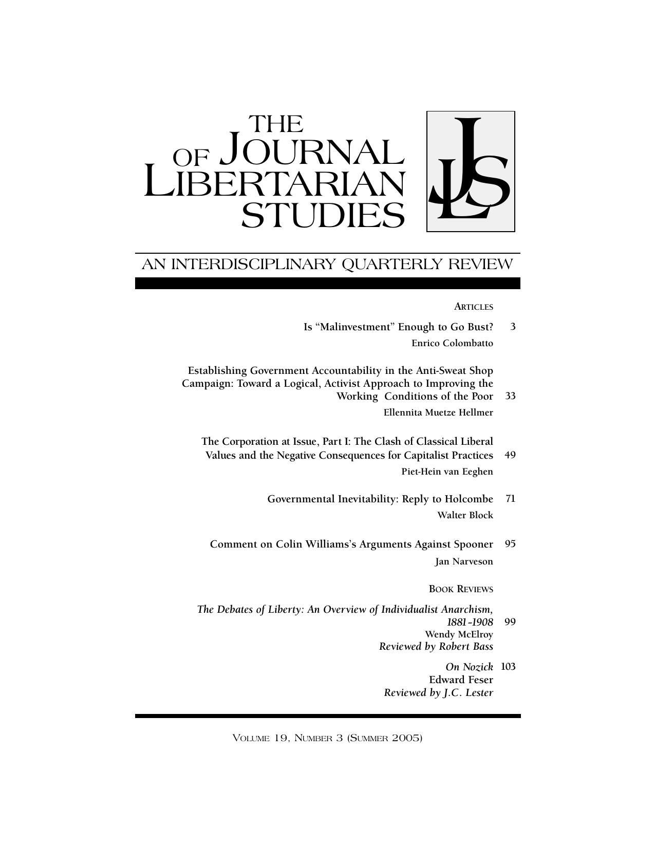Journal of Libertarian Studies