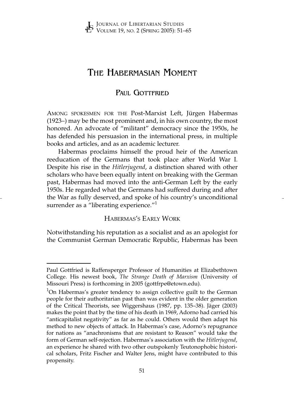The Habermasian Moment
