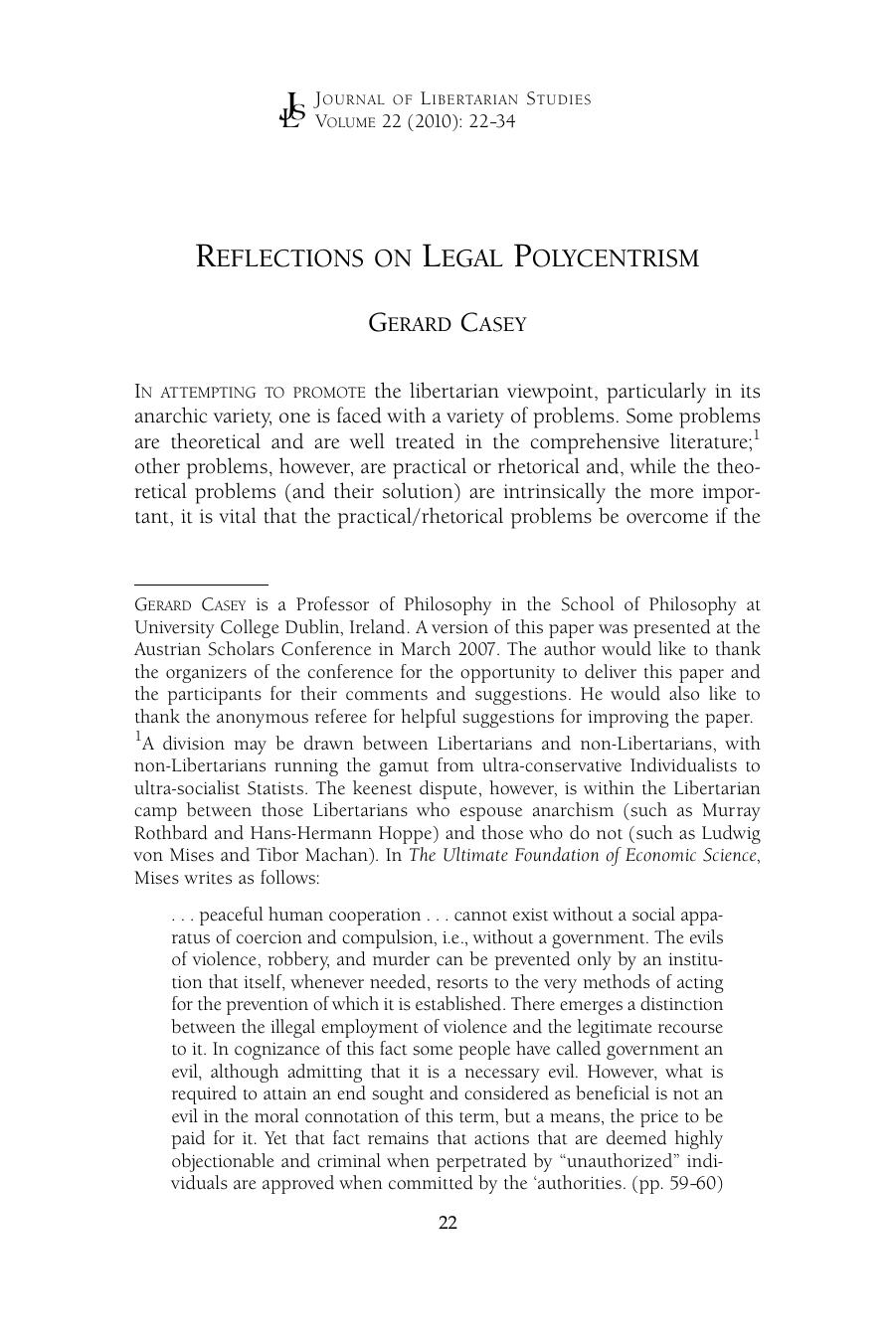 Reflection on Legal Polycentrism