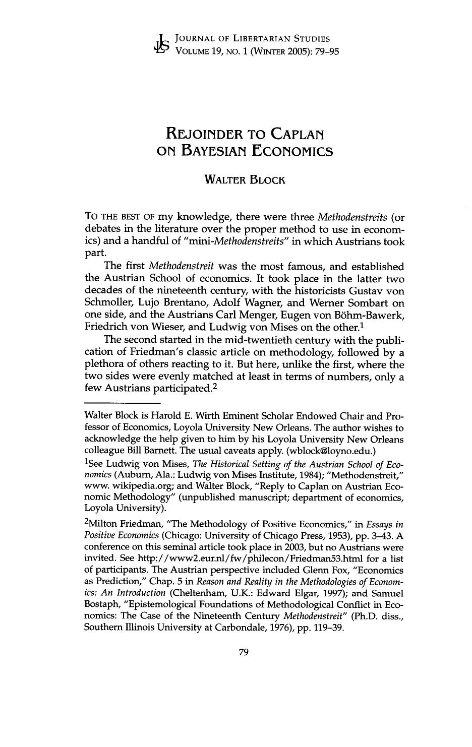 Rejoinder to Caplan on Bayesian Economics