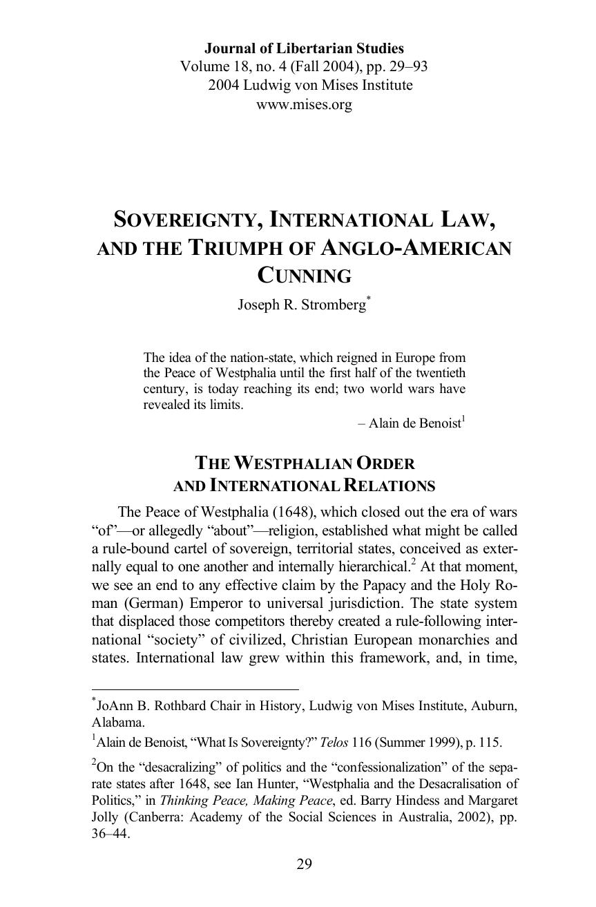 Sovereignty, International Law, and the Triumph of Anglo-American Cunning