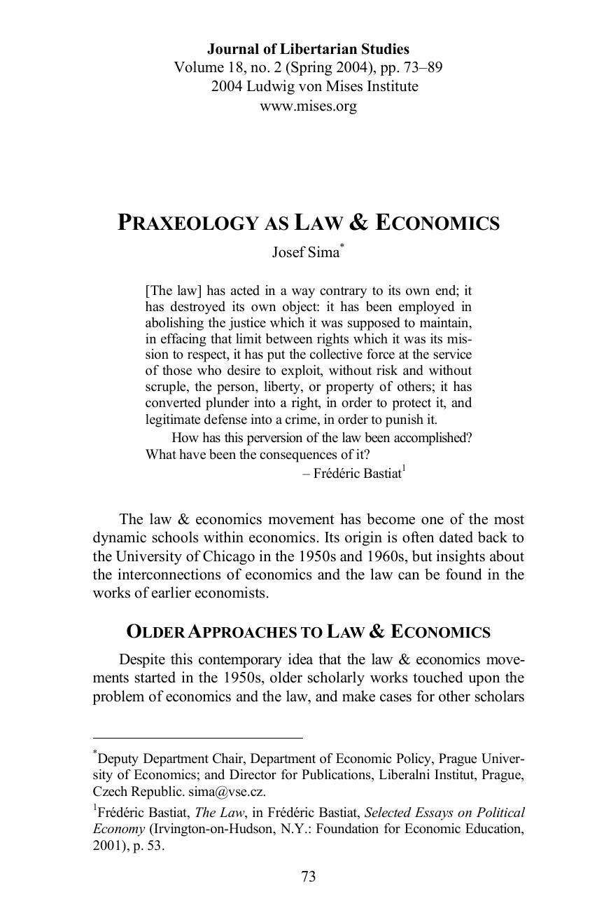 Praxeology as Law & Economics