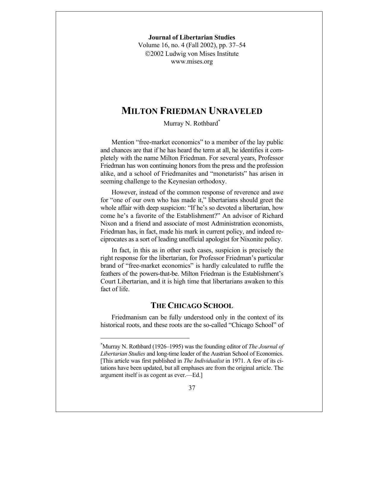 Microsoft Word - 037-054 Rothbard on Friedman 16-4 post Judy.doc