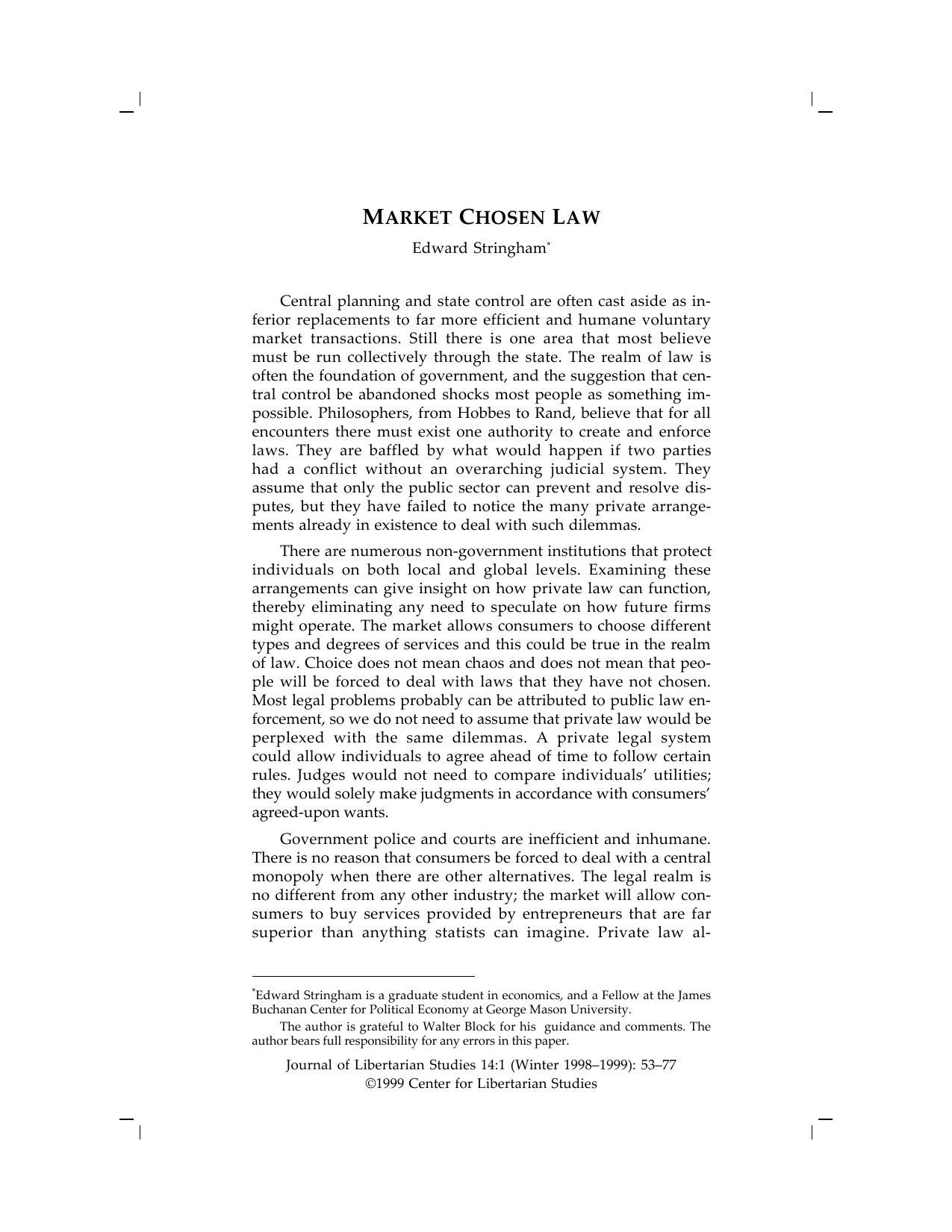 Market Chosen Law
