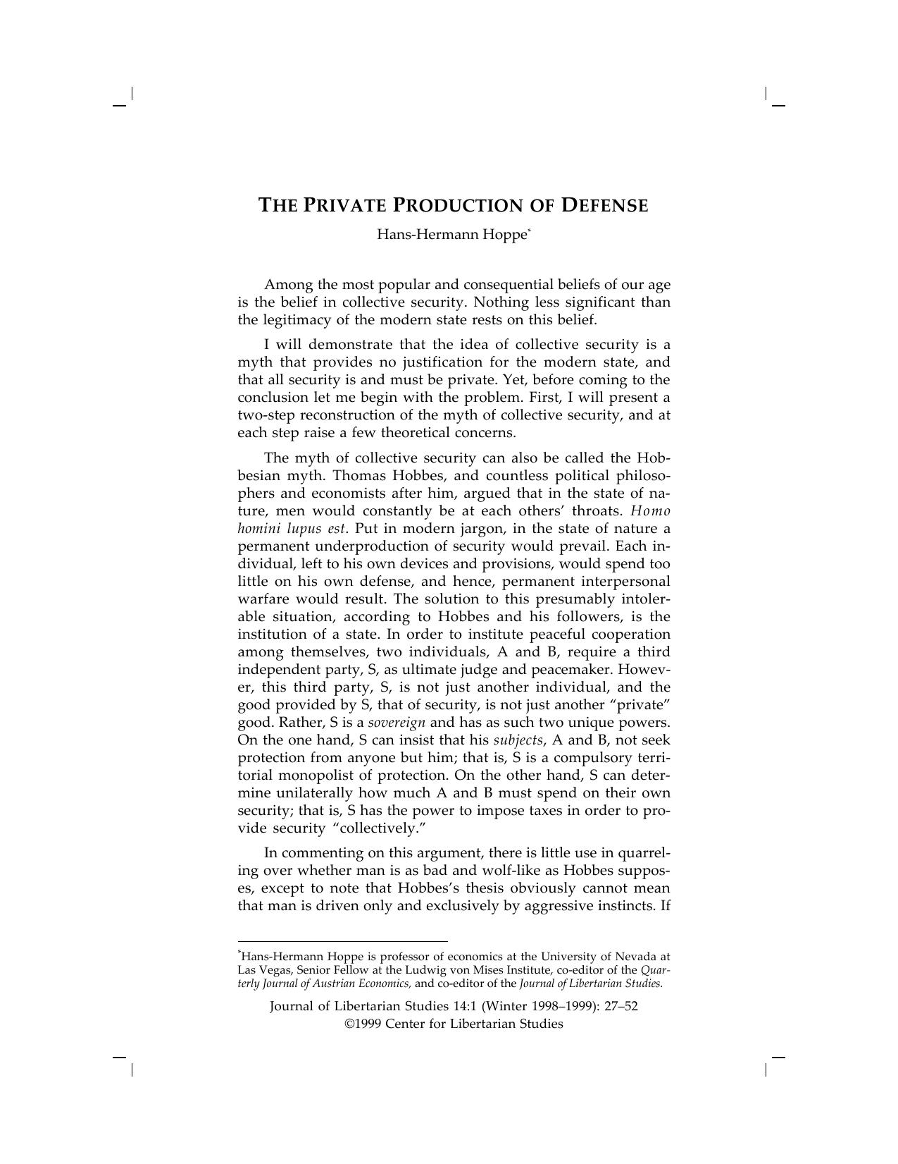 The Private Production of Defense