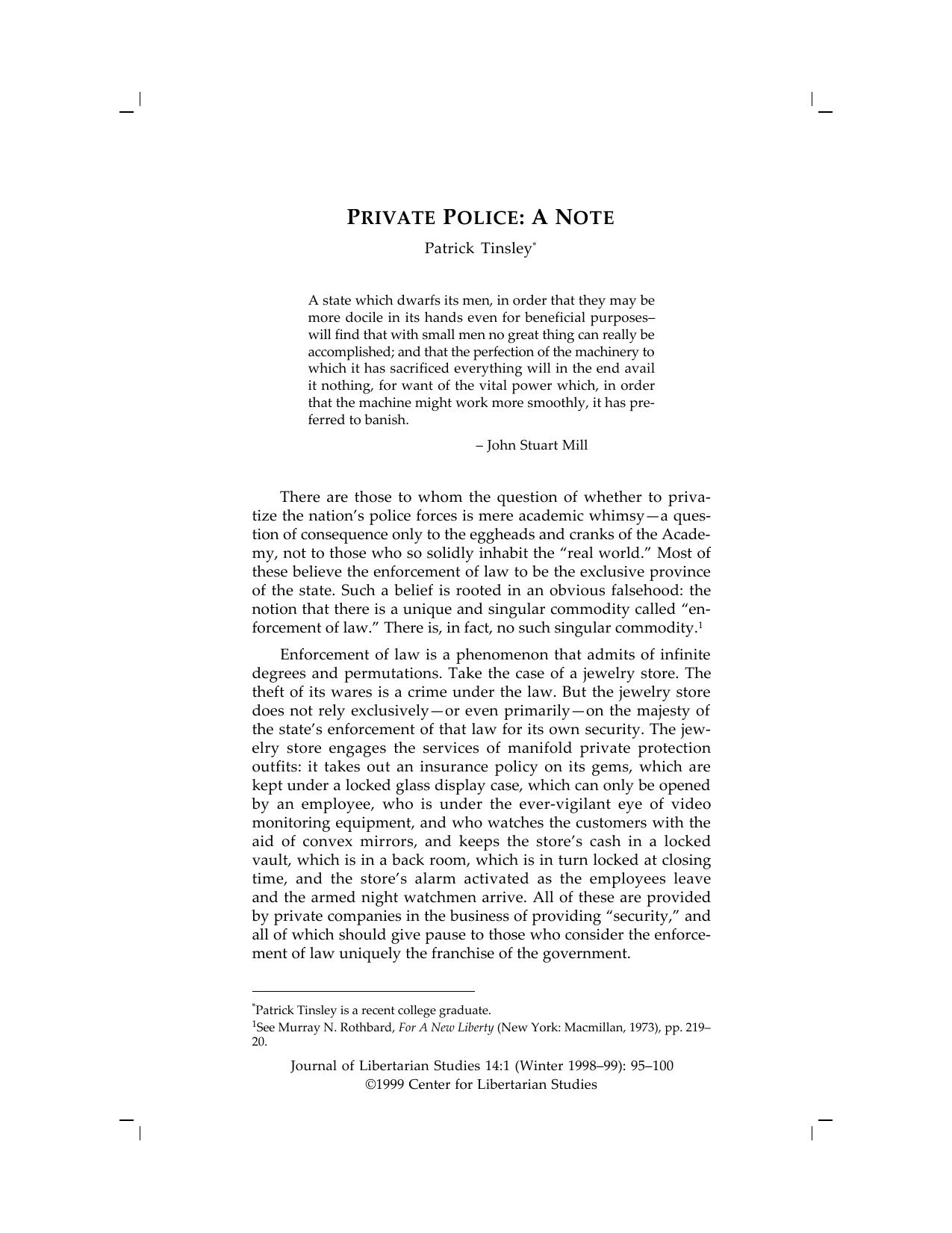 Private Police: A Note