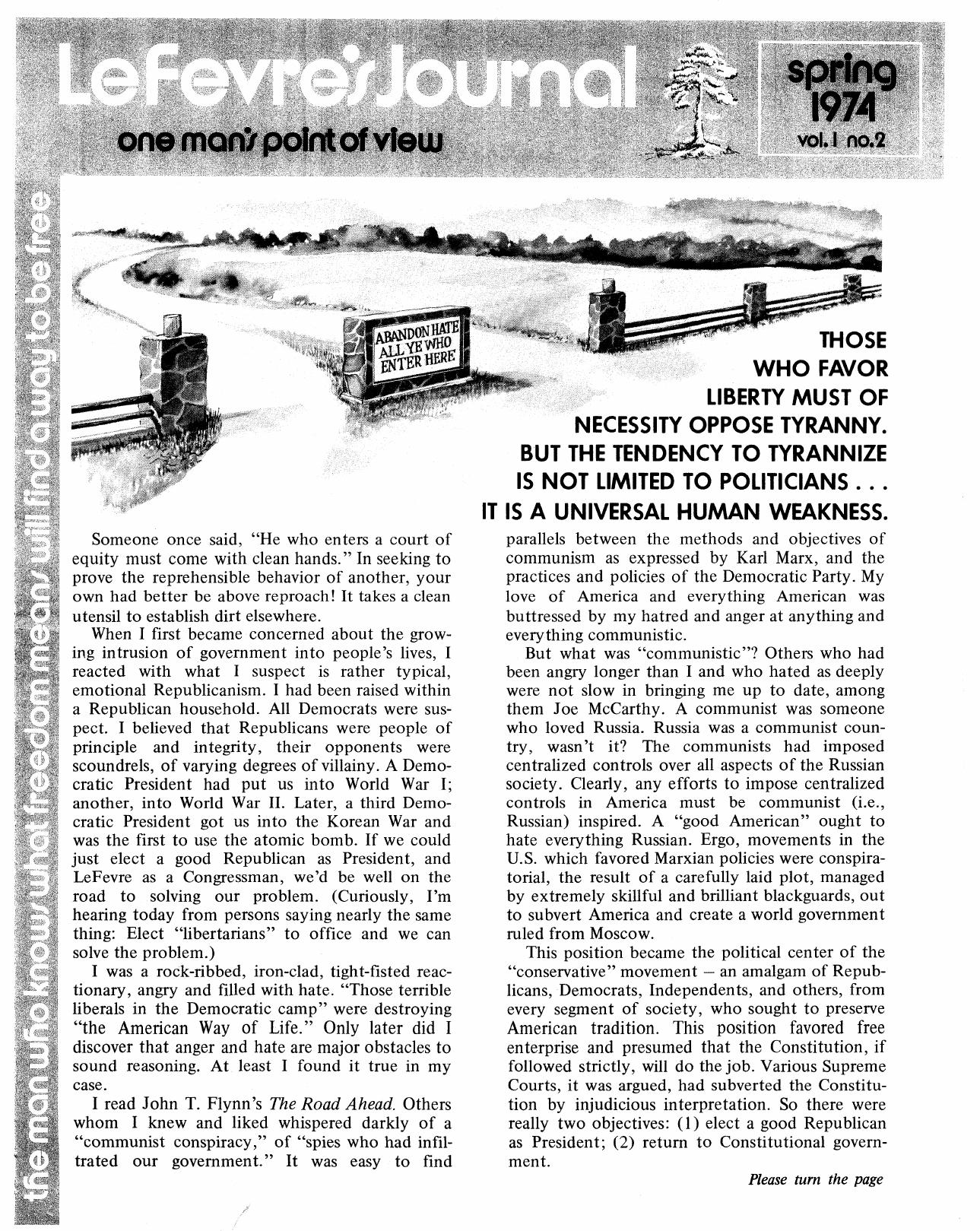 Lefevre's Journal Spring 1974