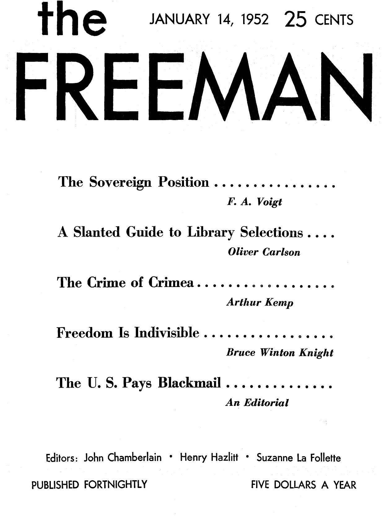 The Freeman January 1952