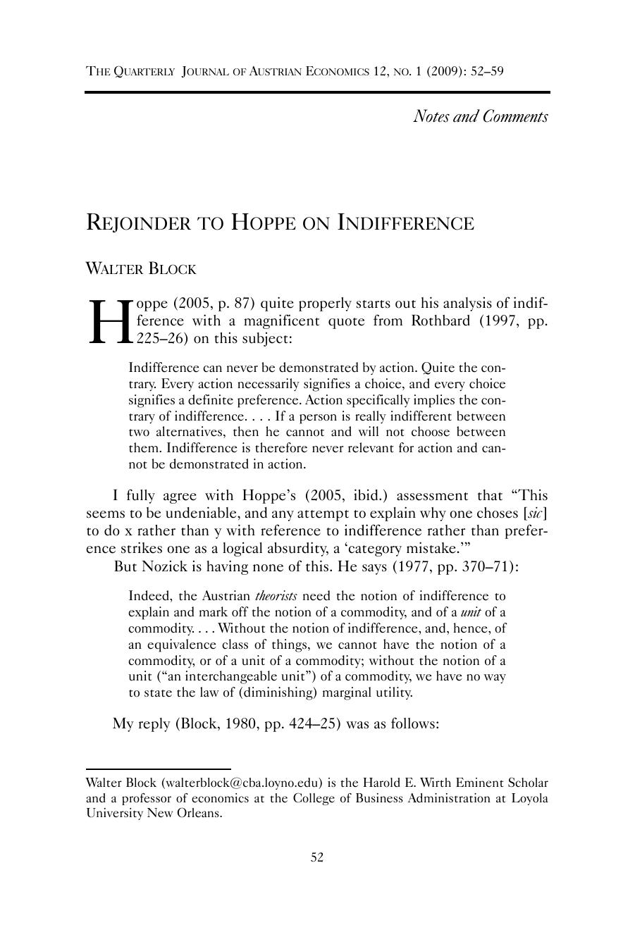 Rejoinder to Hoppe on Indifference