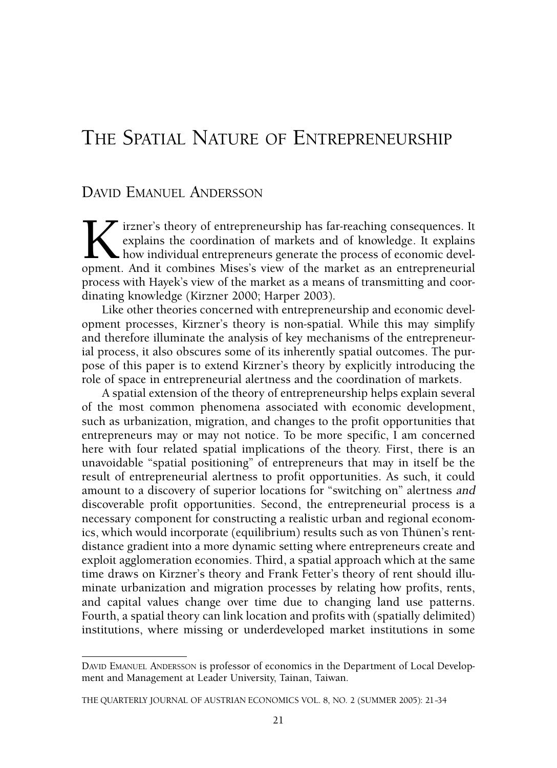 The Spatial Nature of Entrepreneurship