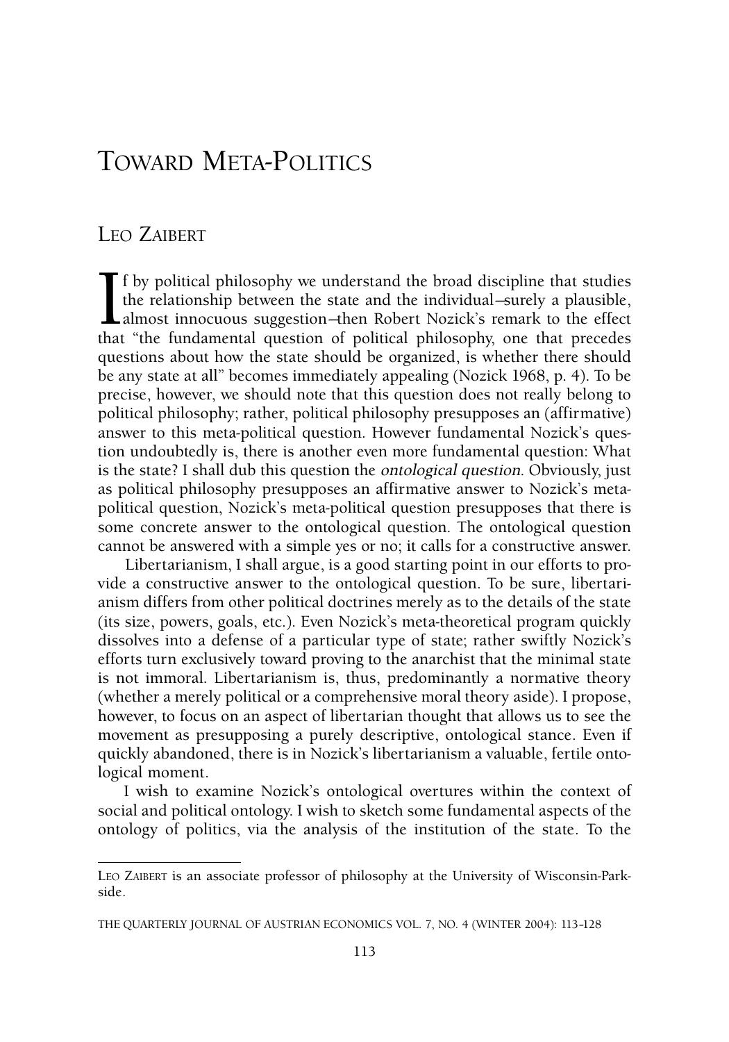 Toward Meta-Politics