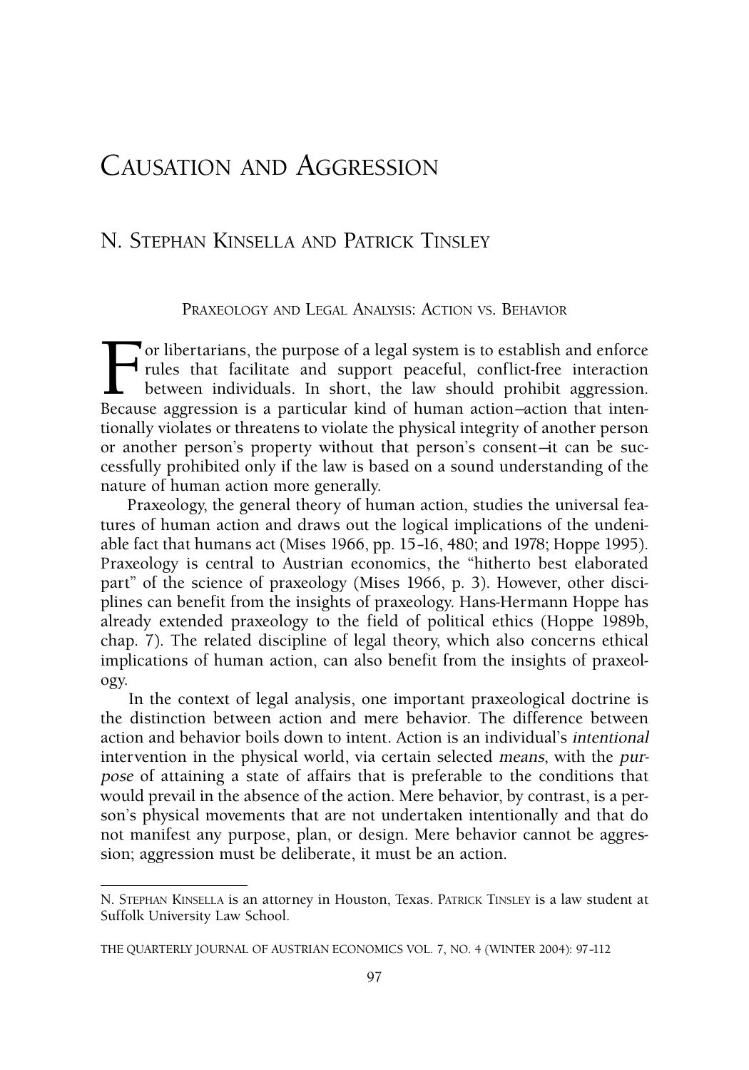 Causation and Aggression