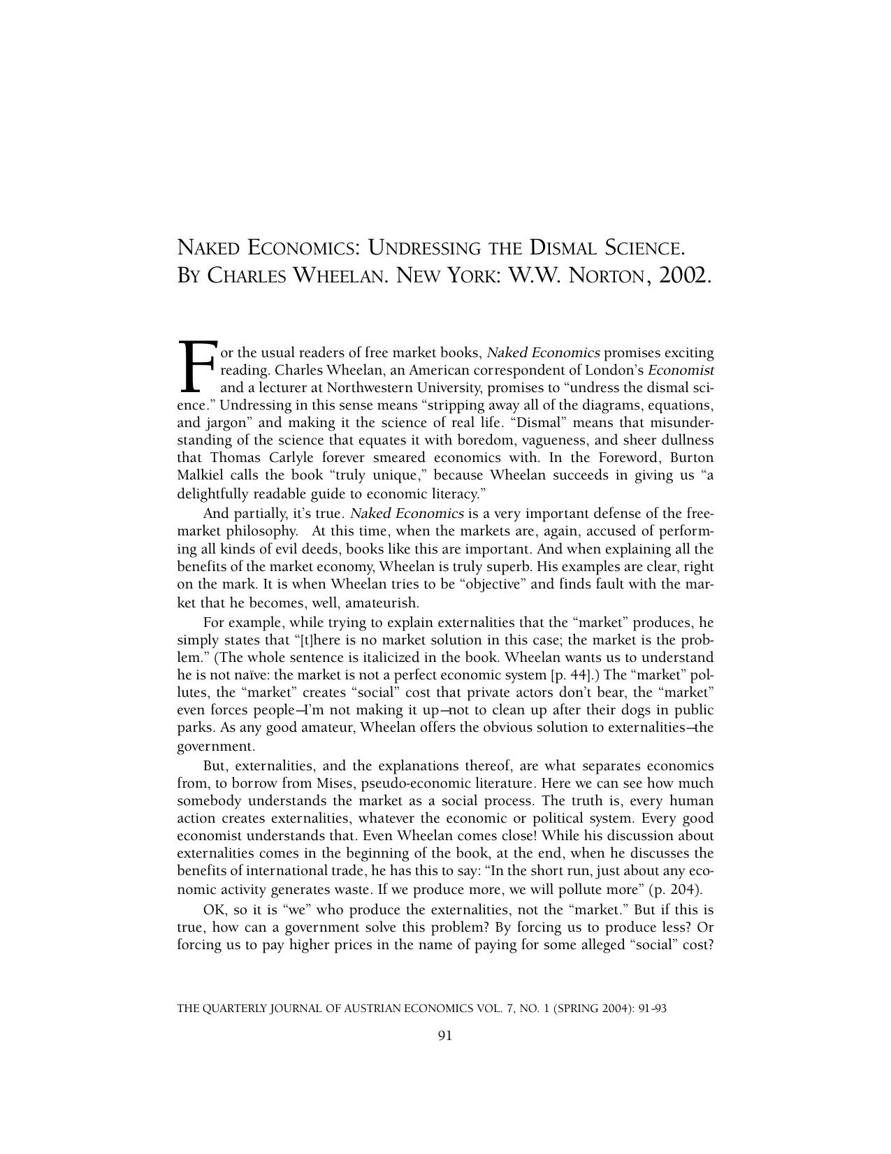Naked Economics: Undressing the Dismal Science by Charles Wheelen