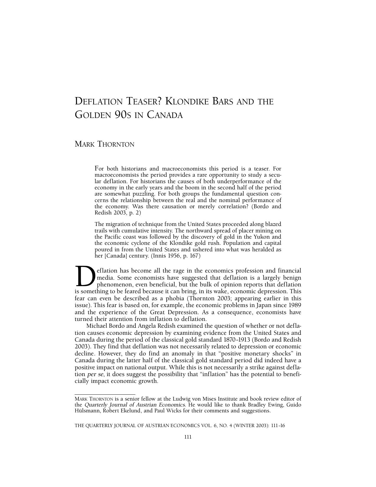 Deflation Teaser? Klondike Bars and the Golden 90s in Canada