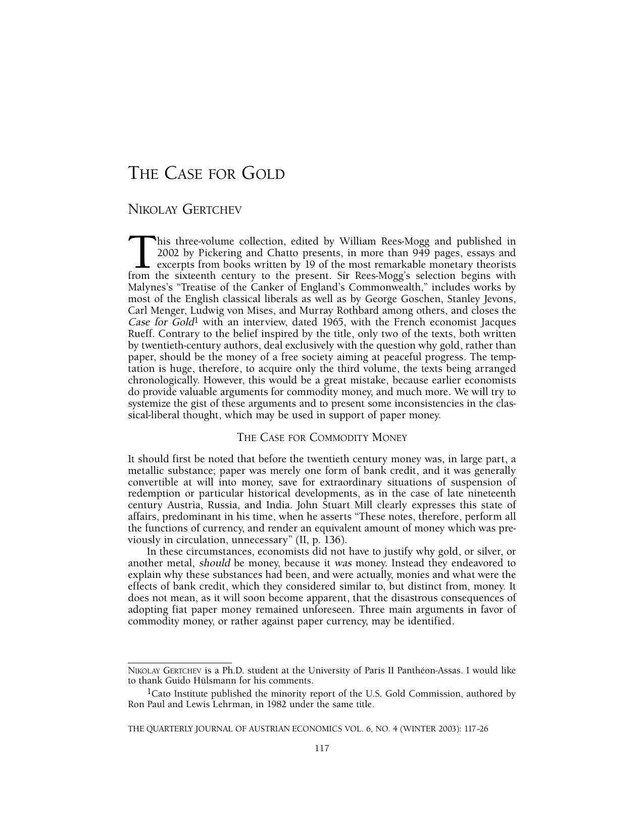 The Case for Gold