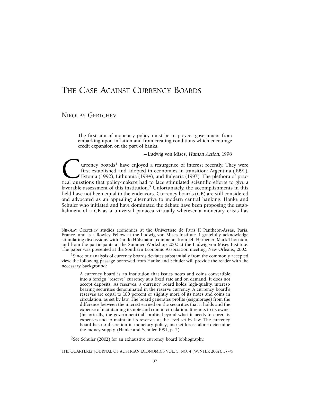 The Case Against Currency Boards