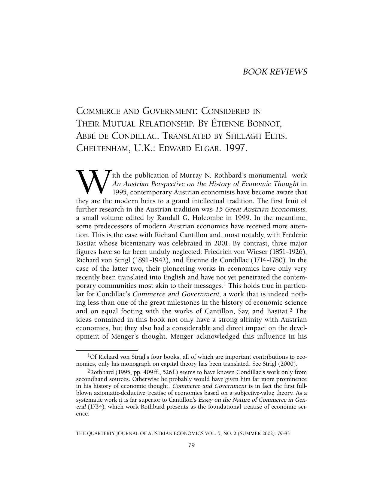 COMMERCE AND GOVERNMENT: CONSIDERED IN THEIR MUTUAL RELATIONSHIP