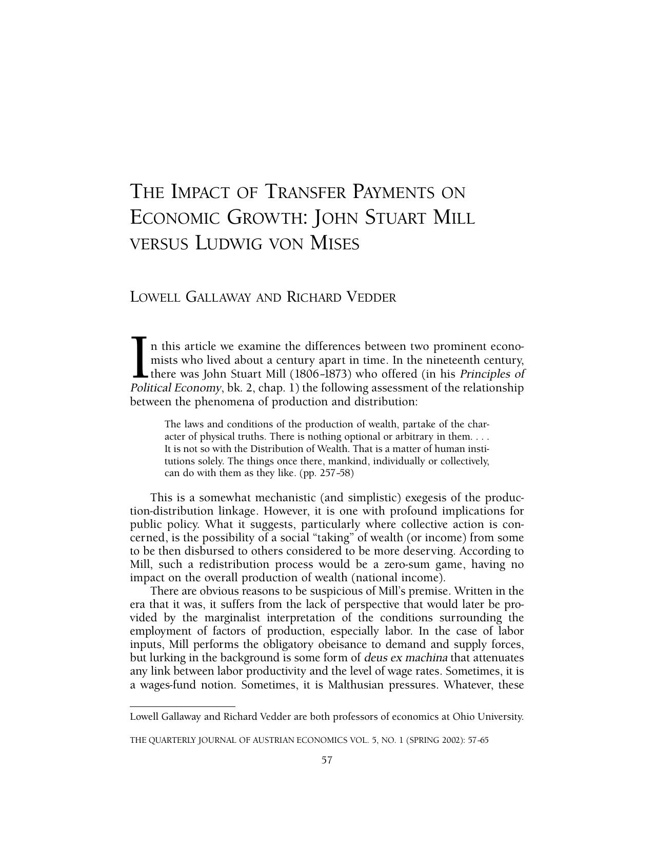 The Impact of Transfer Payments on Economic Growth