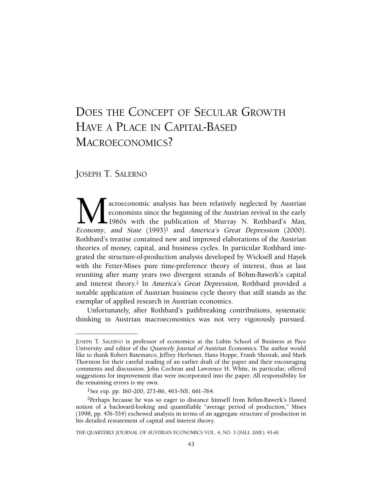 Does the Concept of Secular Growth Have a Place in Capital-Based Macroeconomics