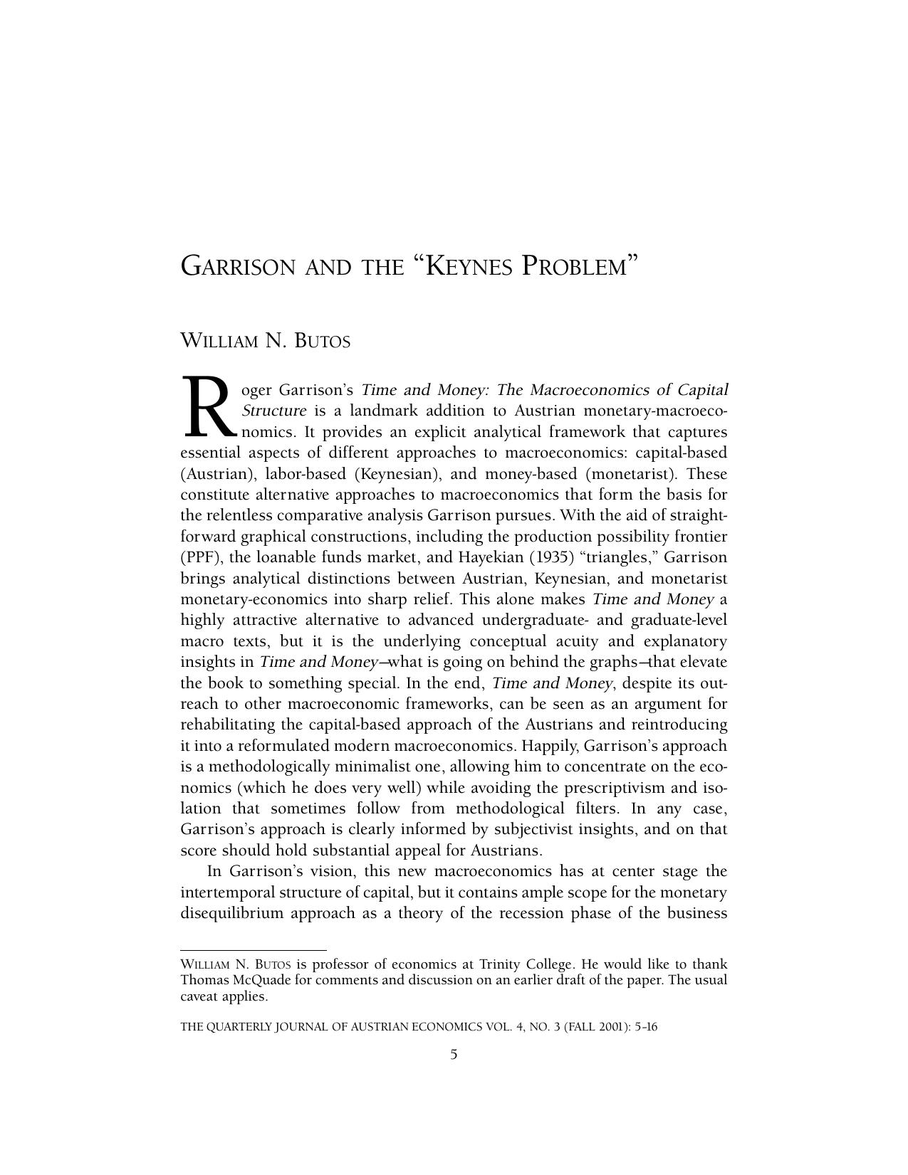 Garrison and the "Keynes Problem"