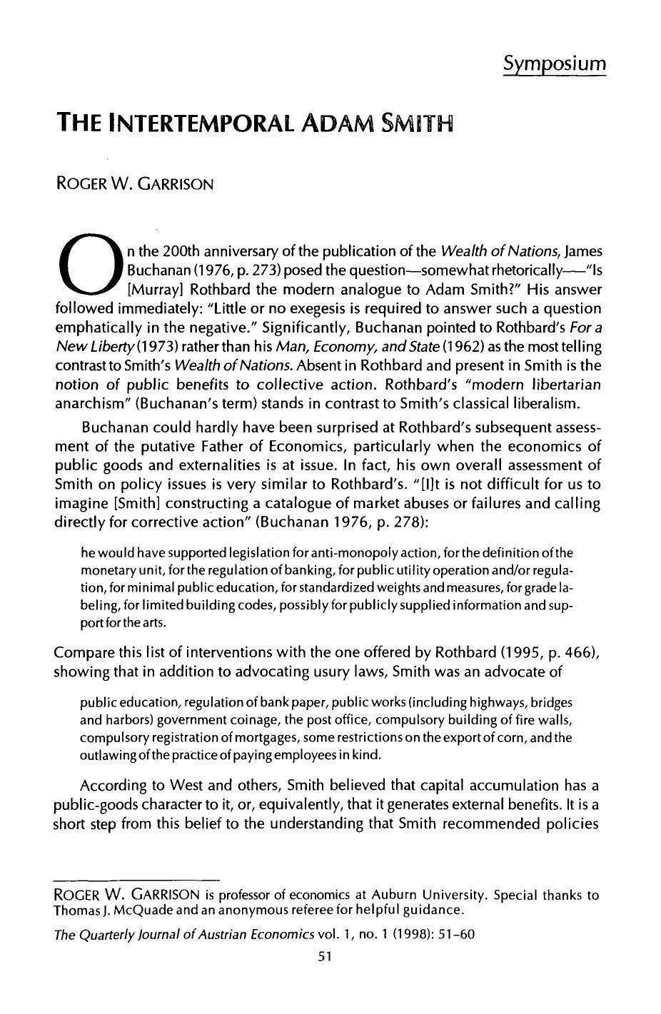 The Intertemporal Adam Smith