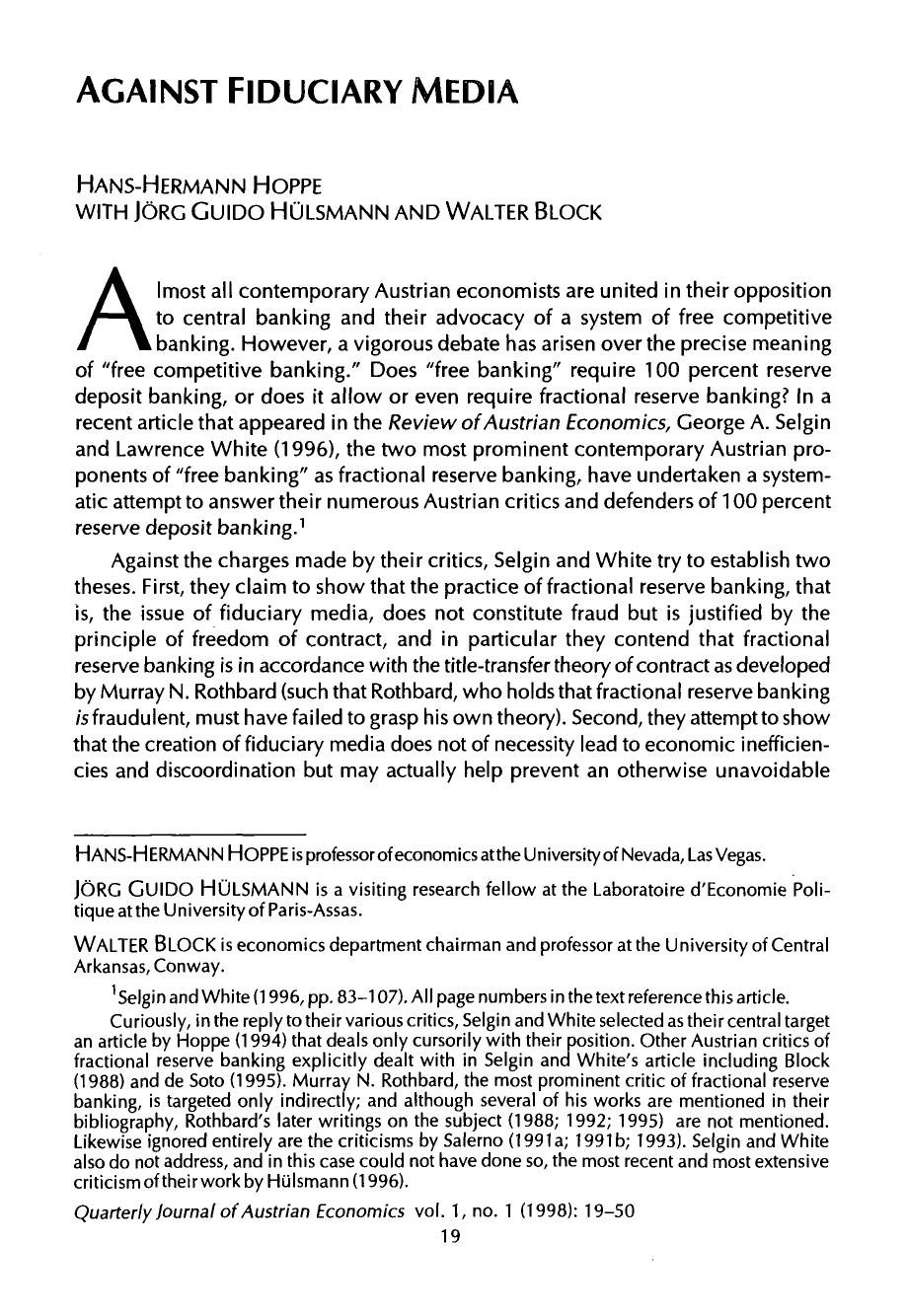 Against Fiduciary Media