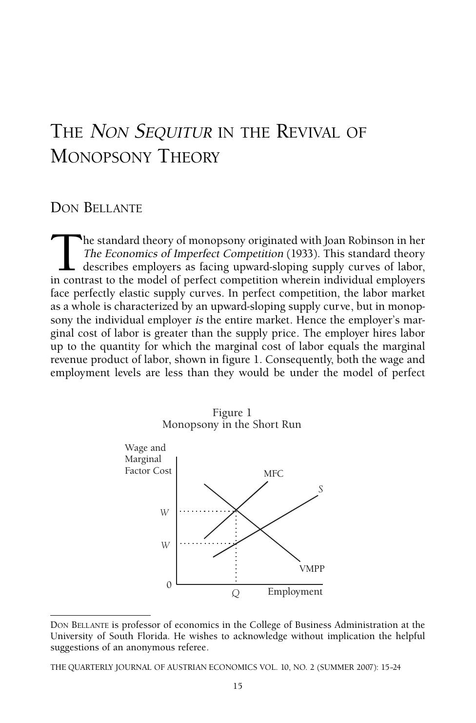 The Non Sequitter in the Revival of Monpsony Theory