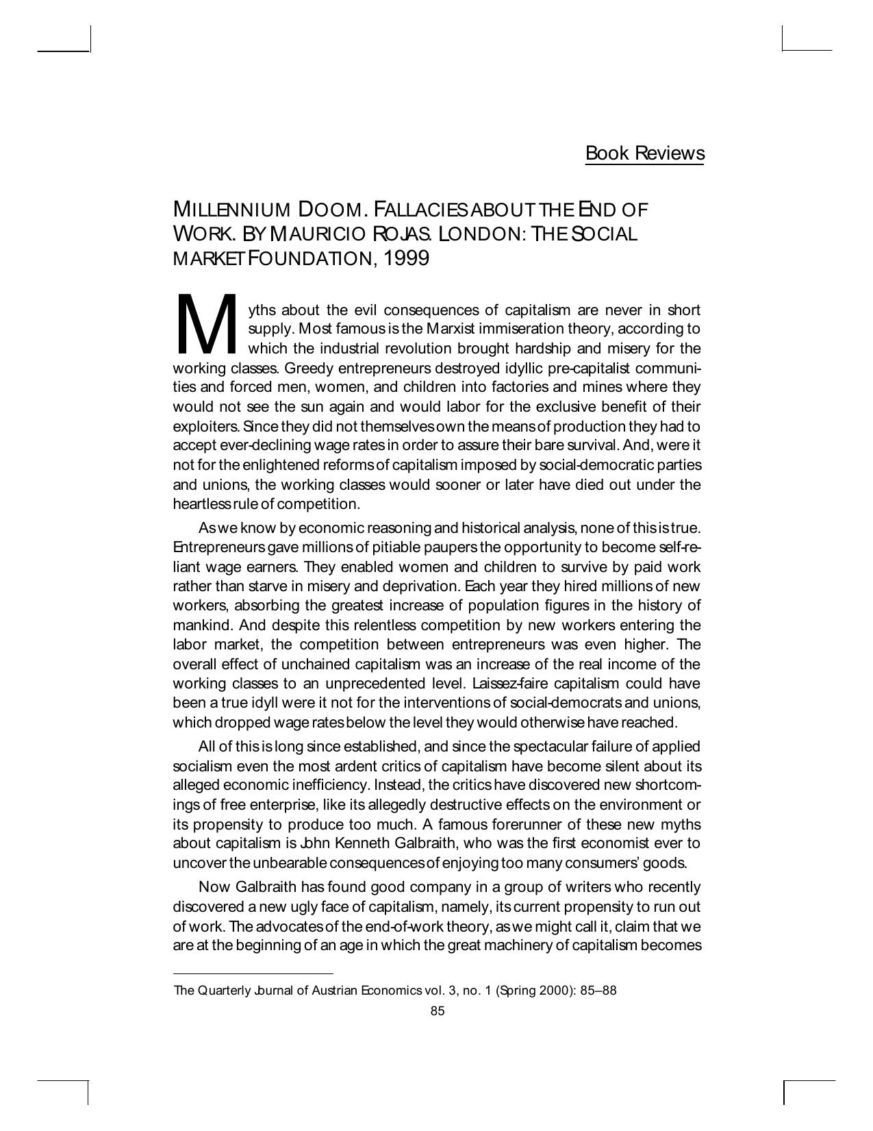 Millenium Doon, Fallacies About the end of Work