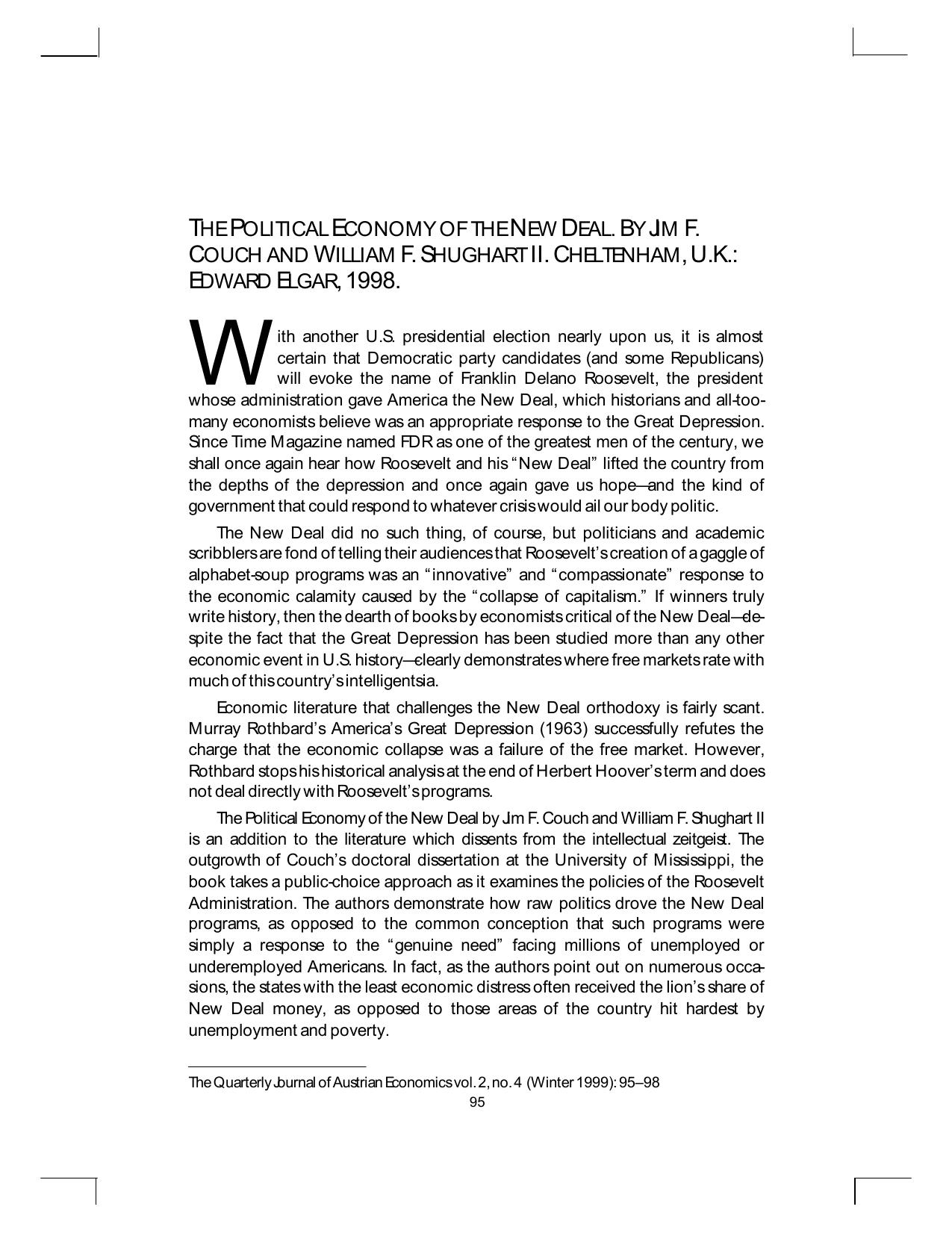 The Political Economy of The New Deal