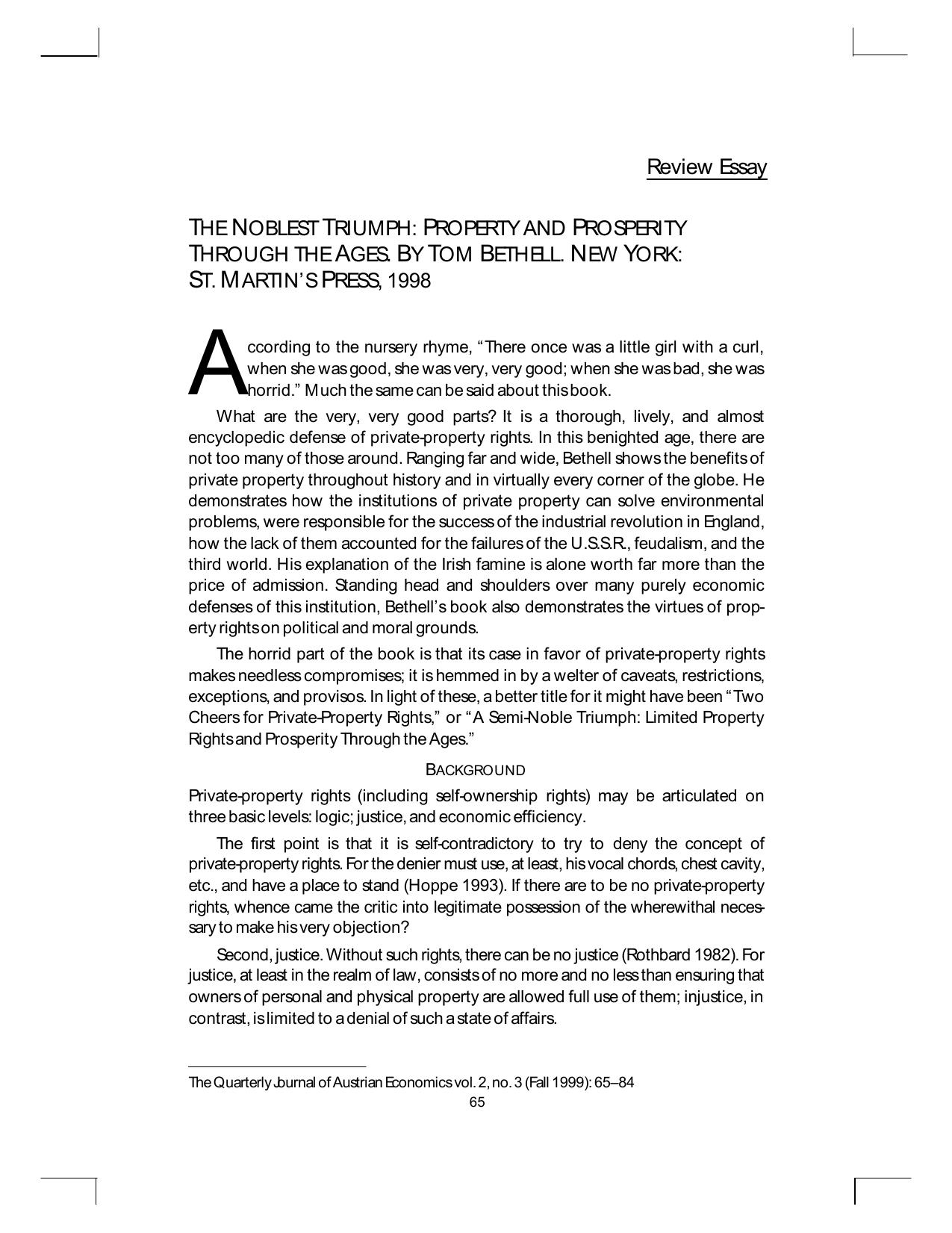 The Noblest Triumph: Property and Prosperity Through the Ages