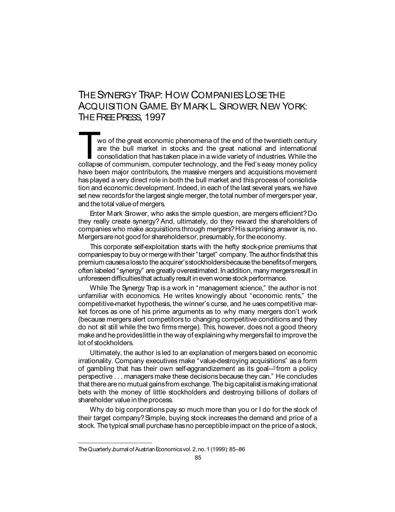 The Synergy Trap: How Companies Lose the Acquisition Game