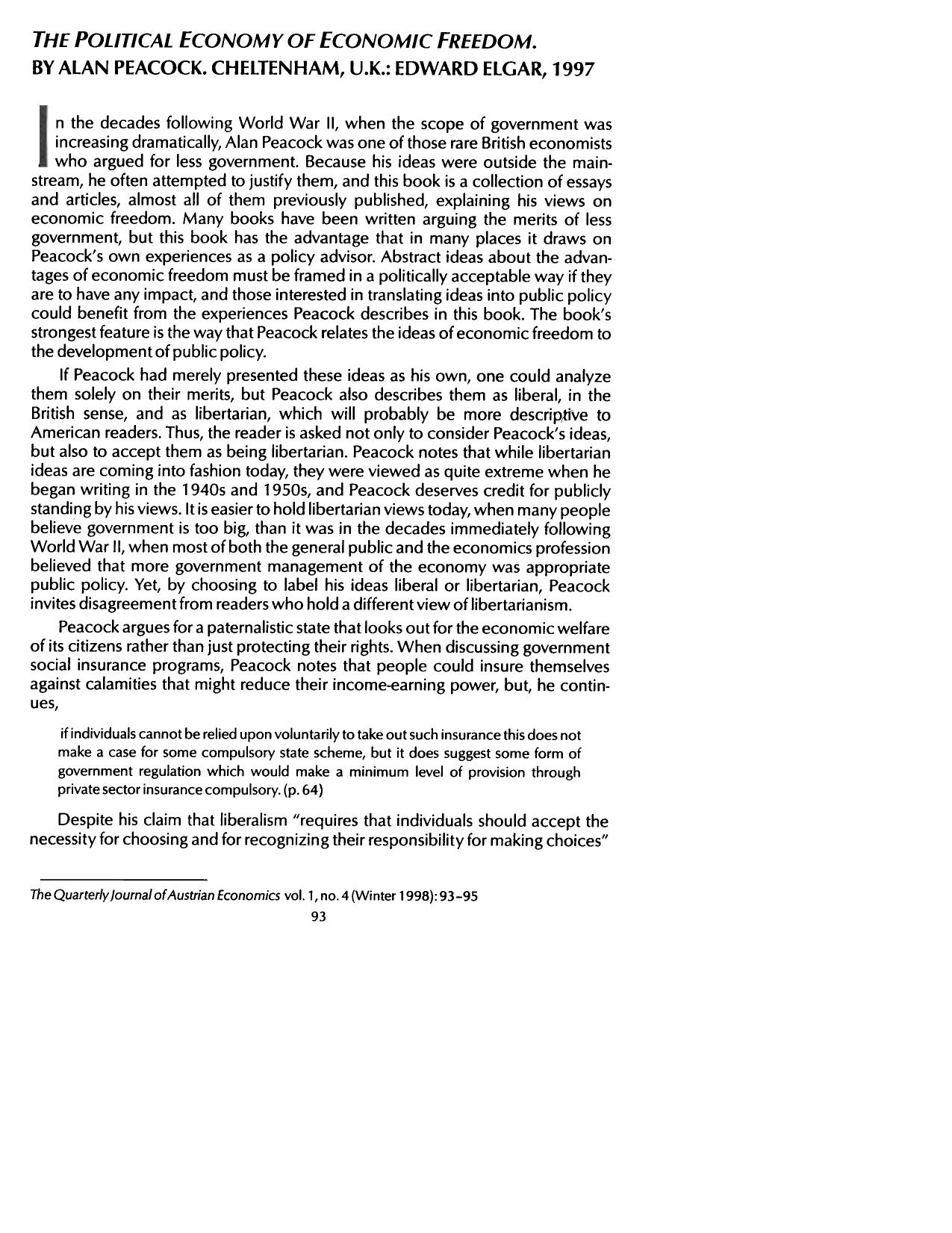 The Political Economy of Economic Freedom