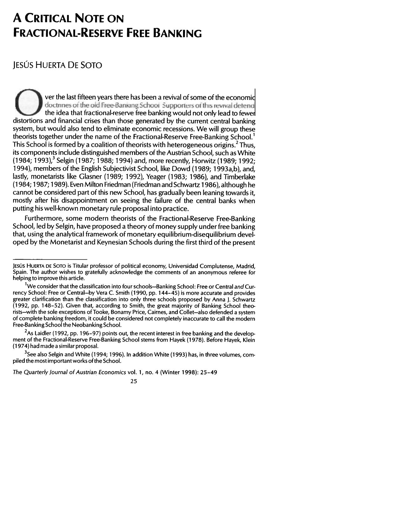 A Critical Note On Fractional-Reserve Free Banking