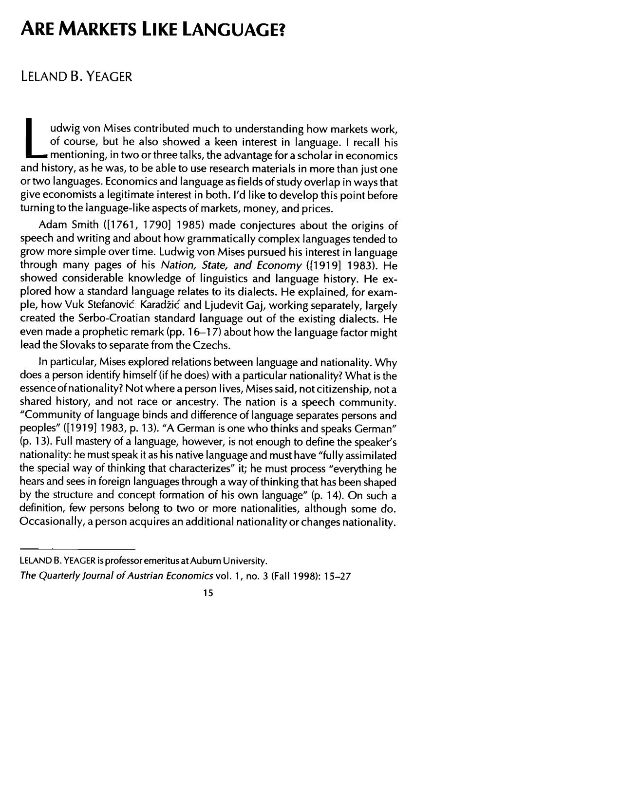 Are Markets Like Language?