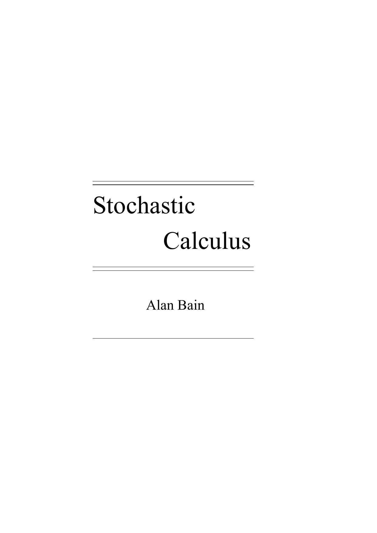 Stochastic Calculus
